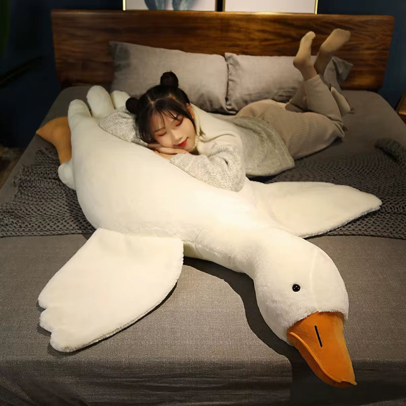 Giant Goose Plush Pillow – Super Soft 160cm White Duck Stuffed Toy