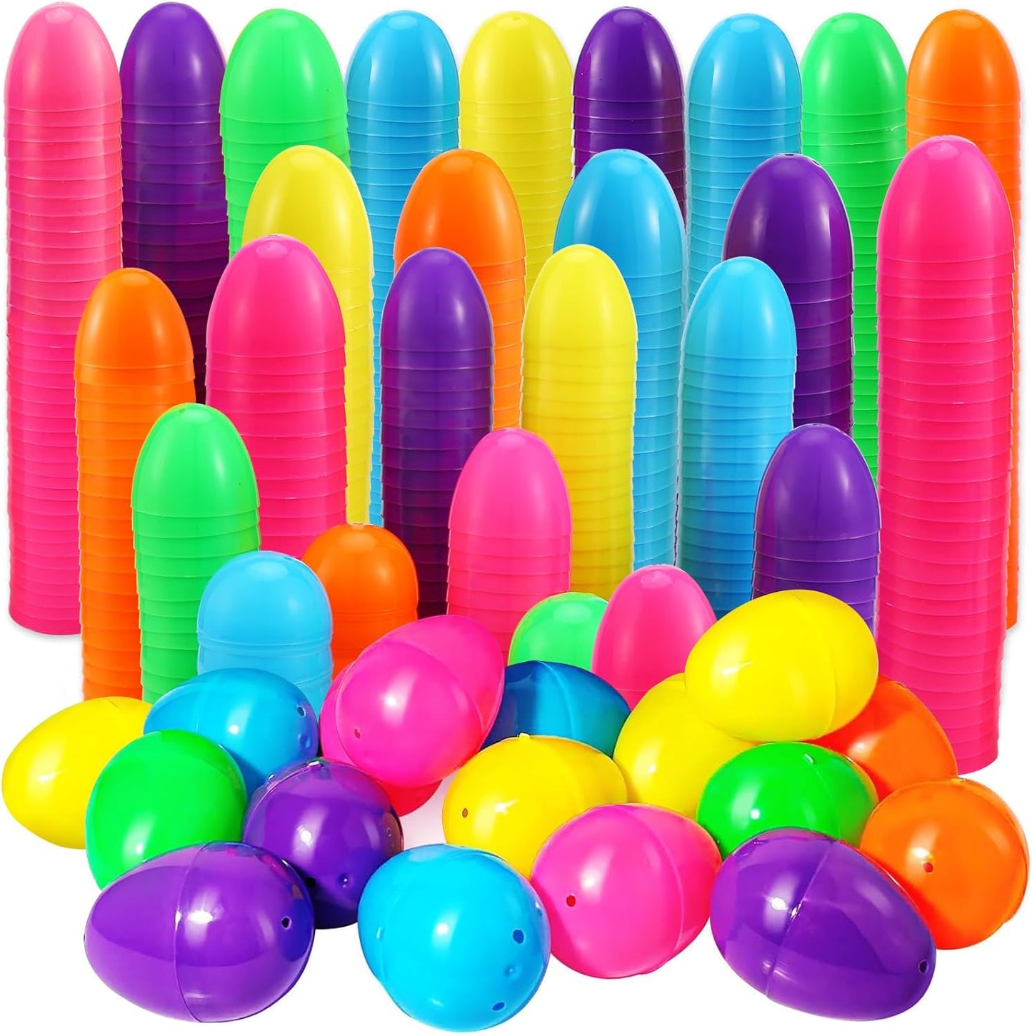 🐣 1000-2000PCS 2.3" Fillable Plastic Easter Eggs – Bright Colorful Bulk Eggs for Easter Hunt & Party Favors
