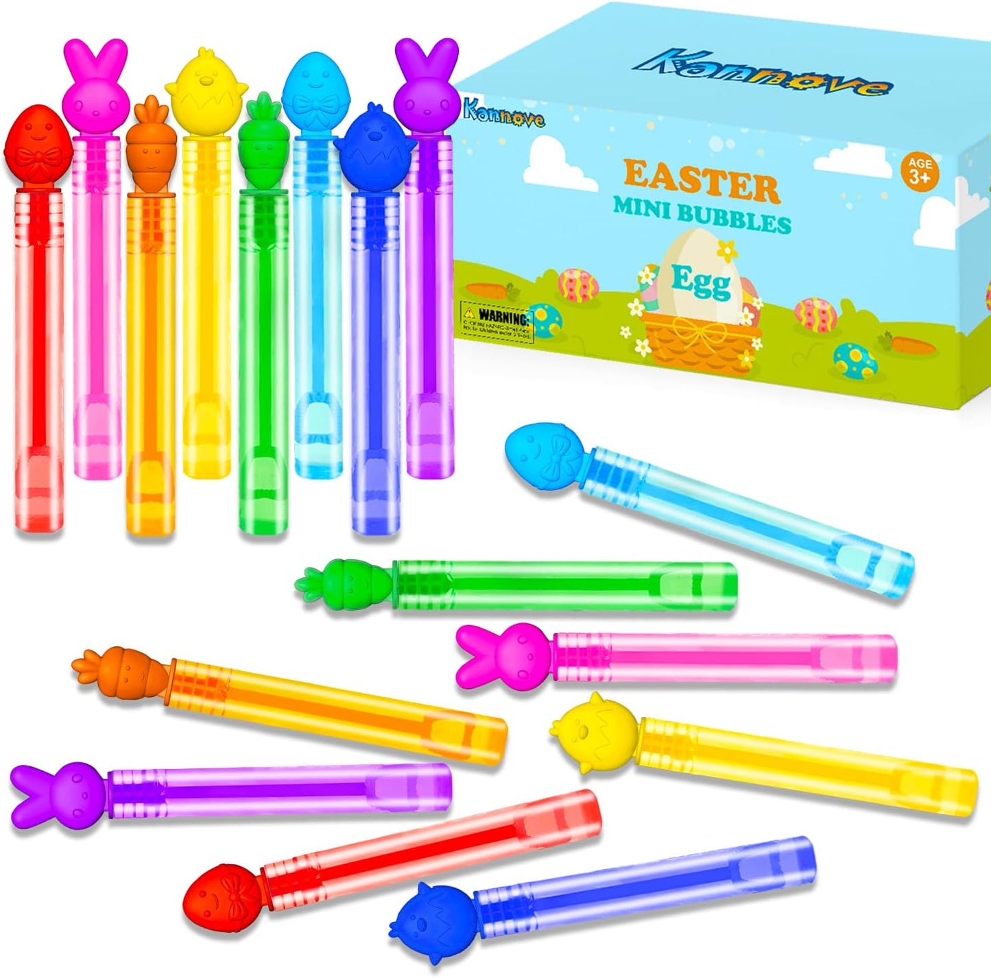 Easter Mini Bubble Wands for Kids – Bulk Party Favors for Toddlers, Non Candy Easter Basket Stuffers, Classroom Prizes, Goodie Bag & Pinata Fillers for Boys and Girls
