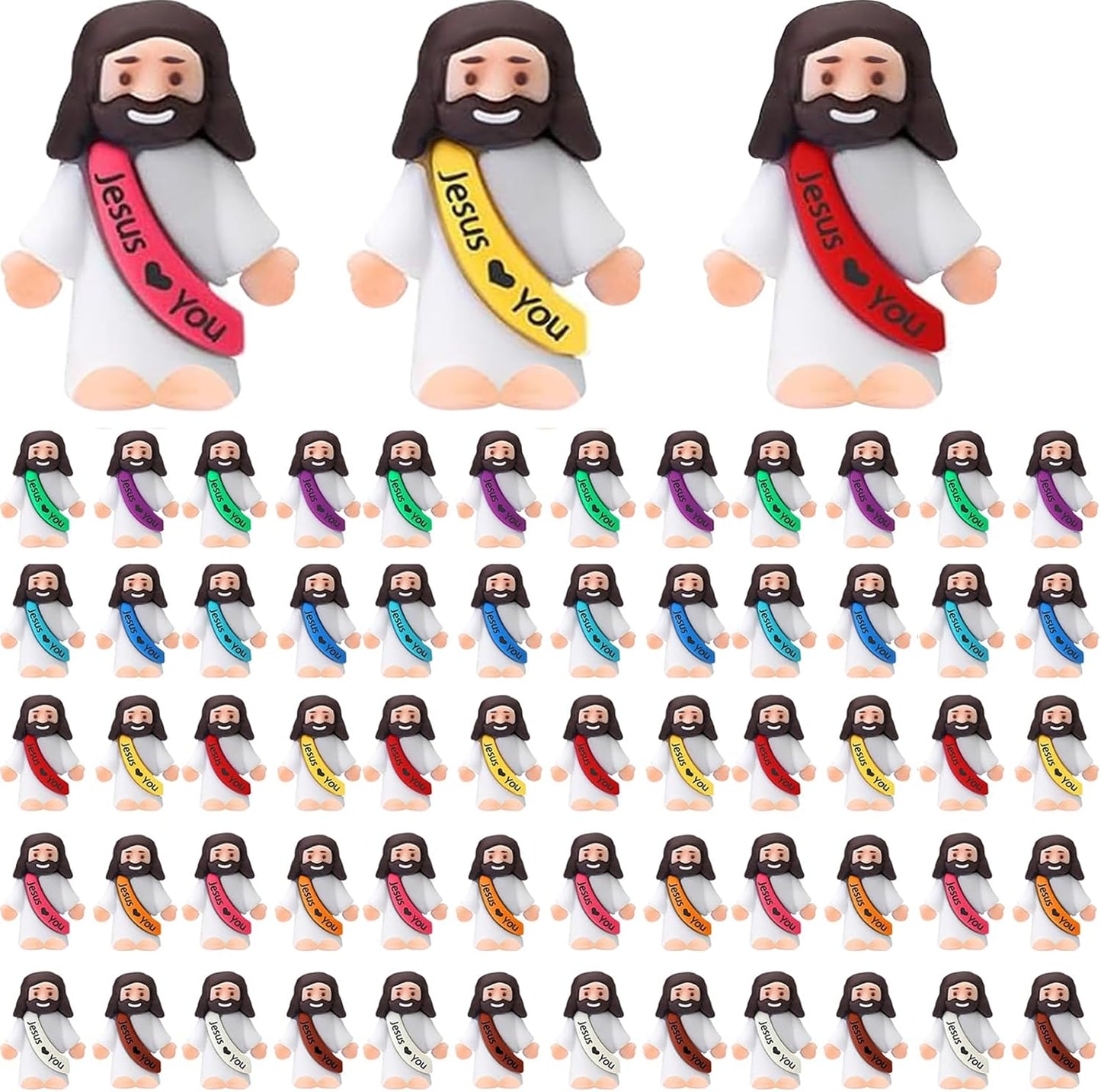 Mini Jesus Figurines Bulk – Multicolor Little Jesus Figures for Easter Egg Stuffers, Religious Hide and Seek Toys, Christian Party Favors