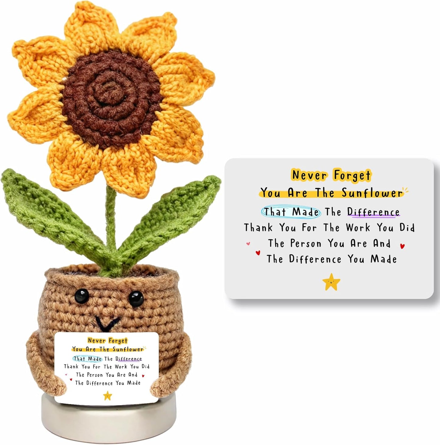 Handmade Crochet Sunflower for Mom – Mother’s Day & Birthday Gifts for Moms from Daughter or Son | Positive Inspirational Plush Flower Keepsake