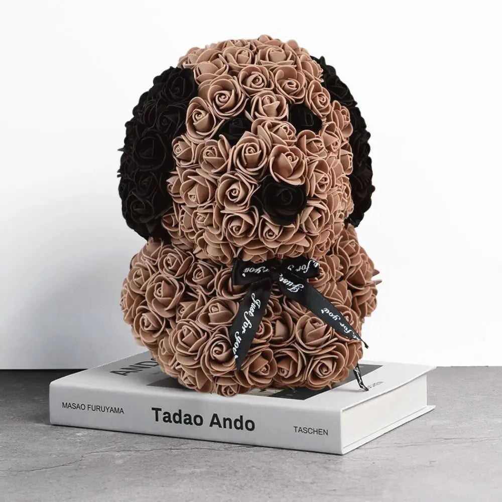 Cute 25Cm Teddy Rose Dog - Artificial Flower Decoration for Home, Valentine's Day & Mother's Day Gifts