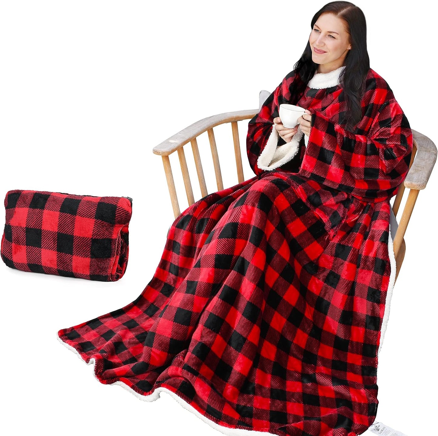 Sherpa Wearable Blanket with Sleeves – Ultra Soft Oversized Fleece