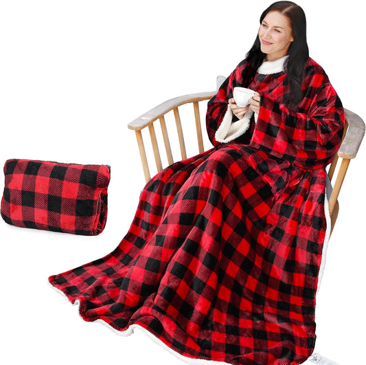 Sherpa Wearable Blanket with Sleeves – Ultra Soft Oversized Fleece