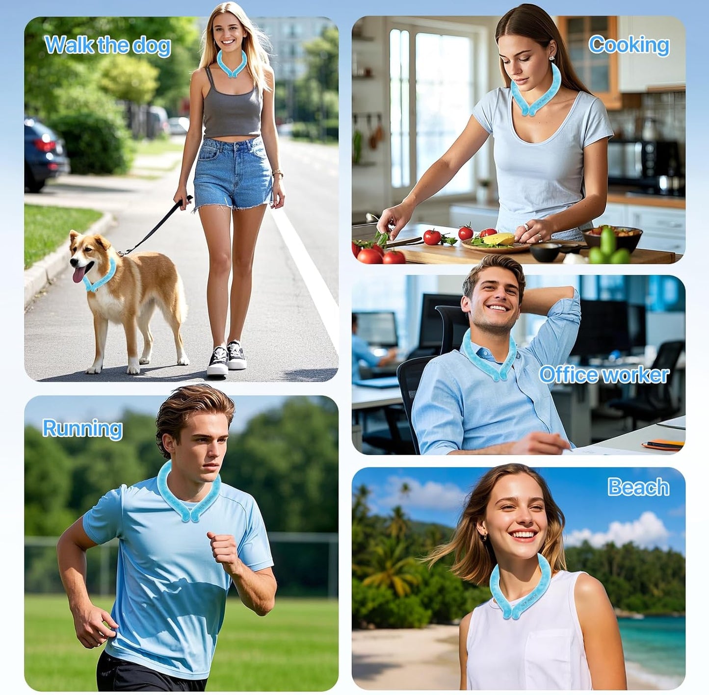 Cooling Neck Wrap – Reusable Wearable Ice Neck Cooling Tube with Quick-Freeze Gel