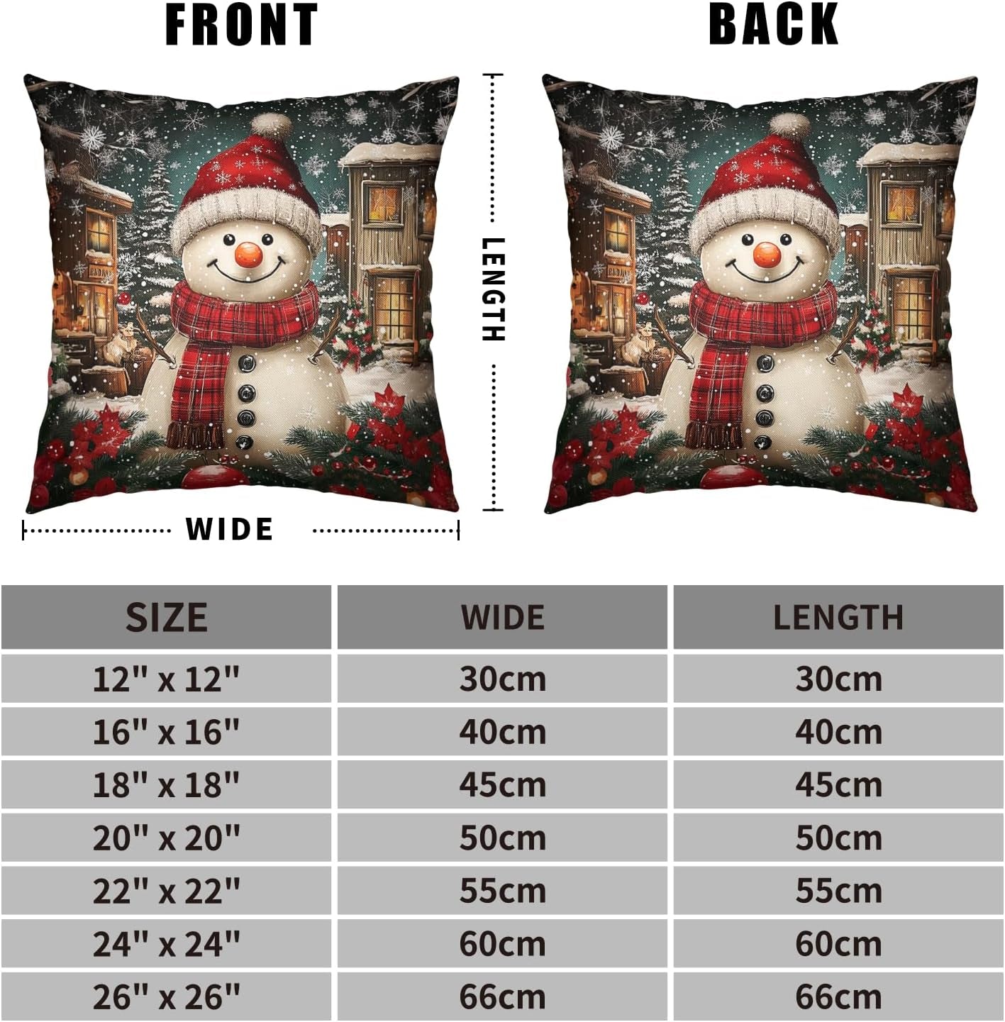 Christmas Snowman Pillow Covers Set of 2 – Red Winter Throw Pillow Covers