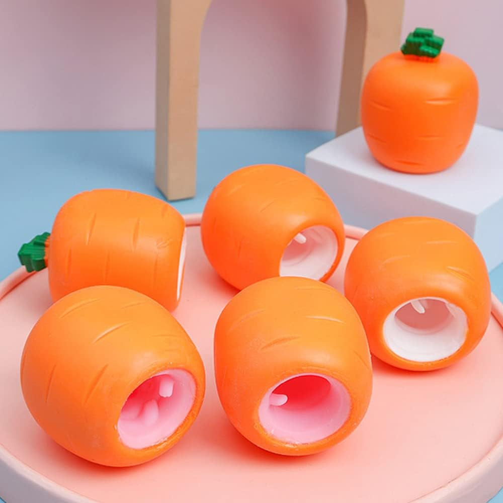 Easter Carrot Squeeze Toys – Bunny-Themed Stress Relief Fidget Toys, Easter Basket Stuffers for Kids & Adults