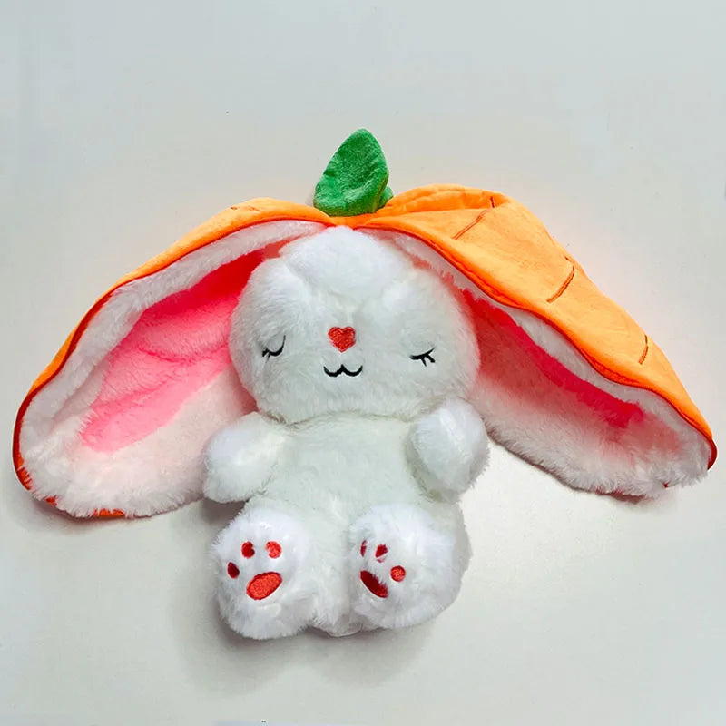 Cute Musical Bunny Plush – Transforming Strawberry & Carrot Rabbit with Night Light (30cm)