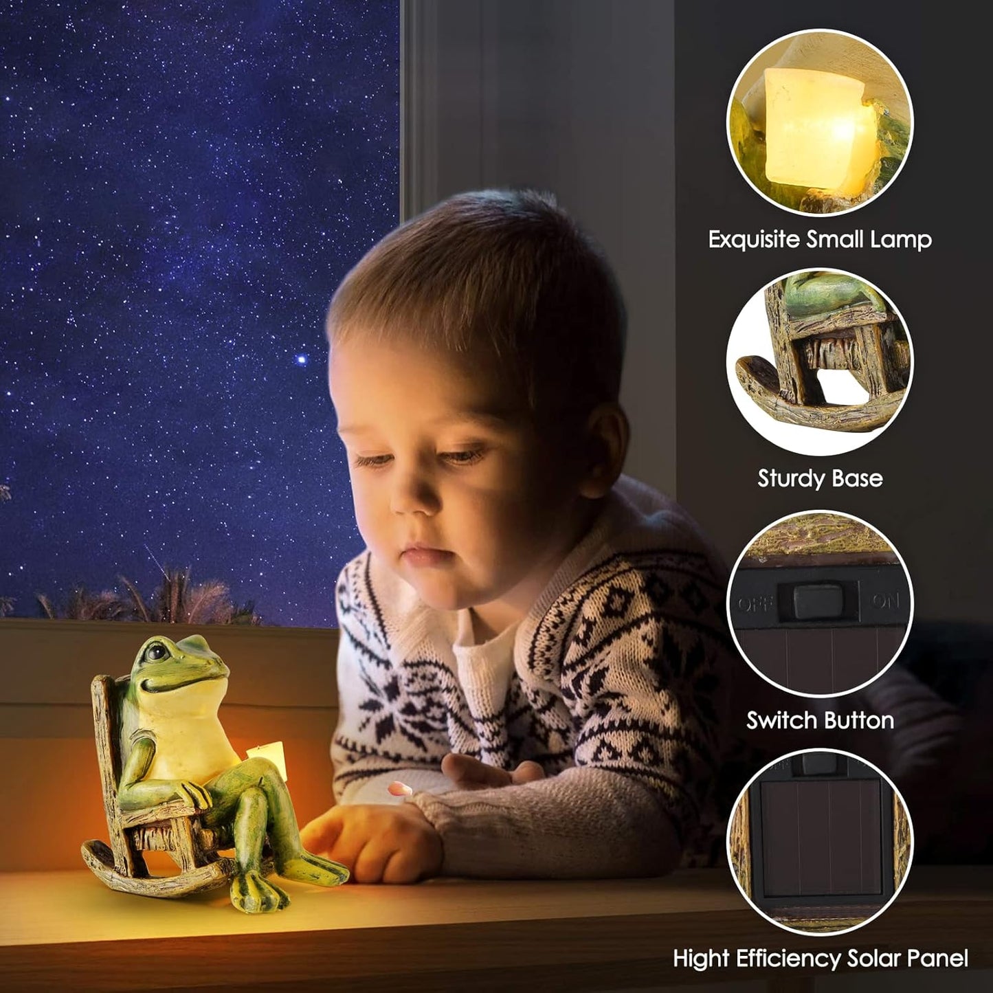 Solar Lighted Frog Garden Statue – Miniature Fairy Garden Decor, Outdoor Patio & Lawn Ornament, Unique Easter & Housewarming Gift