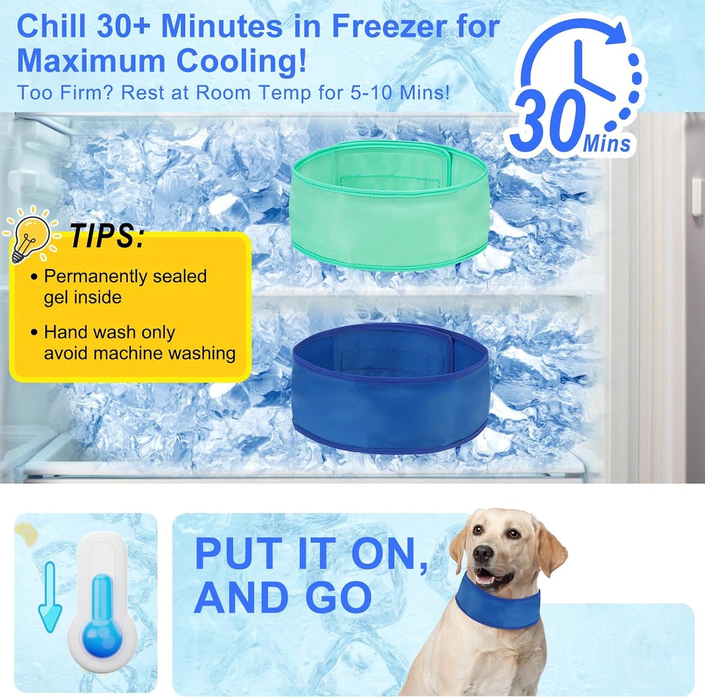 2-Pack Dog Cooling Bandanas – Instant Cooling Ice Neck Wraps