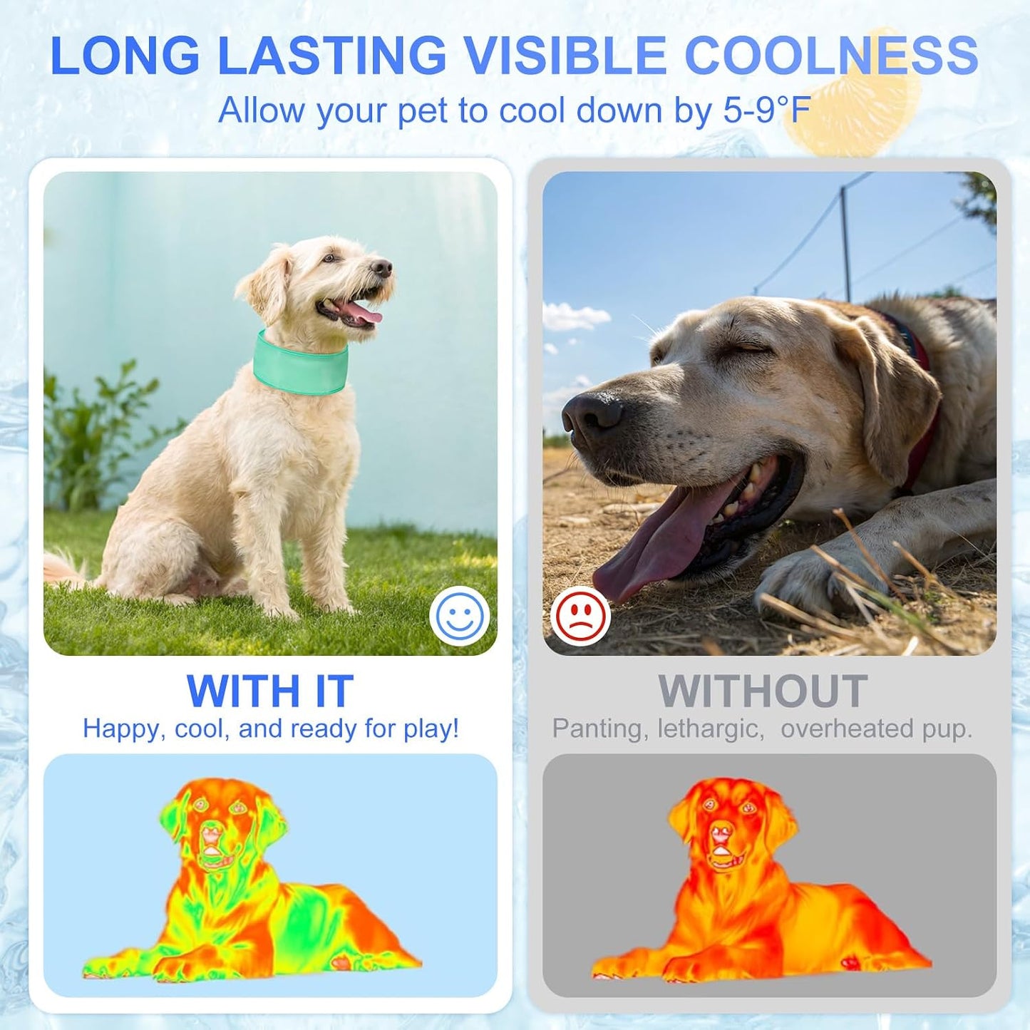 2-Pack Dog Cooling Bandanas – Instant Cooling Ice Neck Wraps