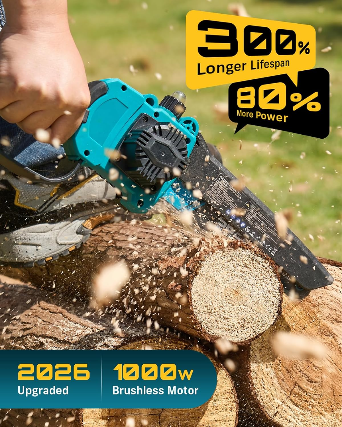 2-in-1 Cordless Pole Saw and Mini Chainsaw – 6-Inch Battery Powered Tree Trimmer with Extension Pole