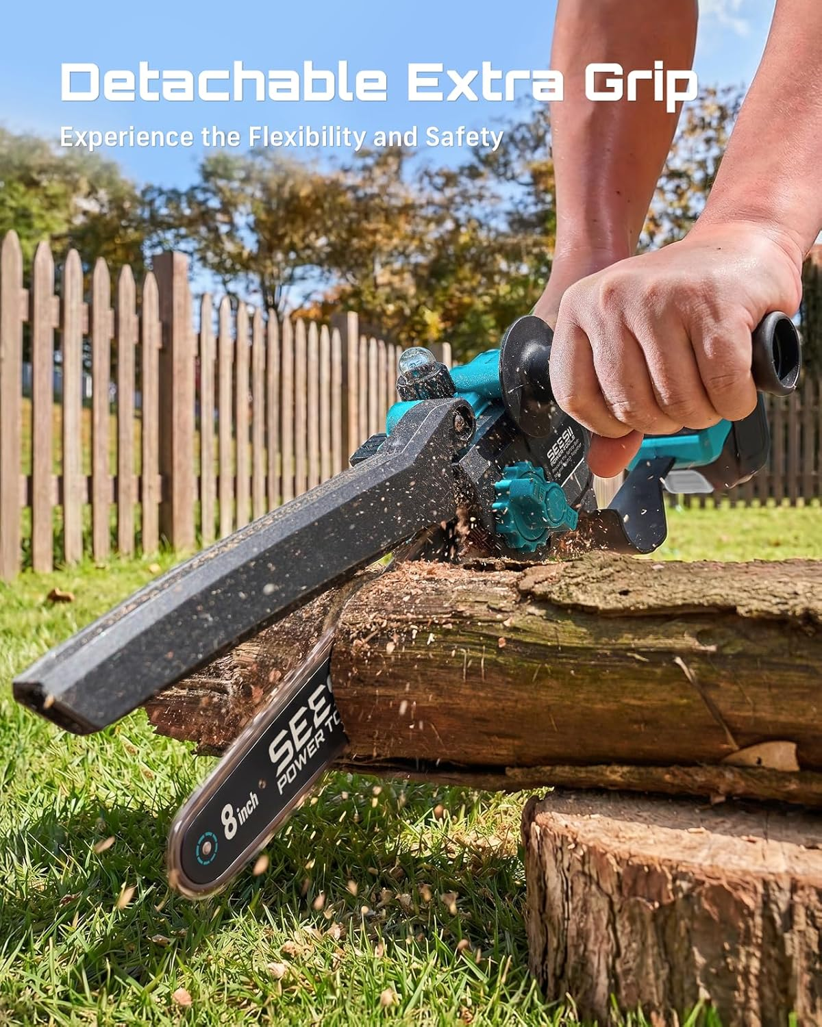 2-in-1 Cordless Pole Saw and Mini Chainsaw – 6-Inch Battery Powered Tree Trimmer with Extension Pole