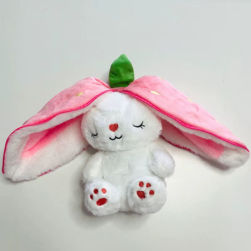 Cute Musical Bunny Plush – Transforming Strawberry & Carrot Rabbit with Night Light (30cm)
