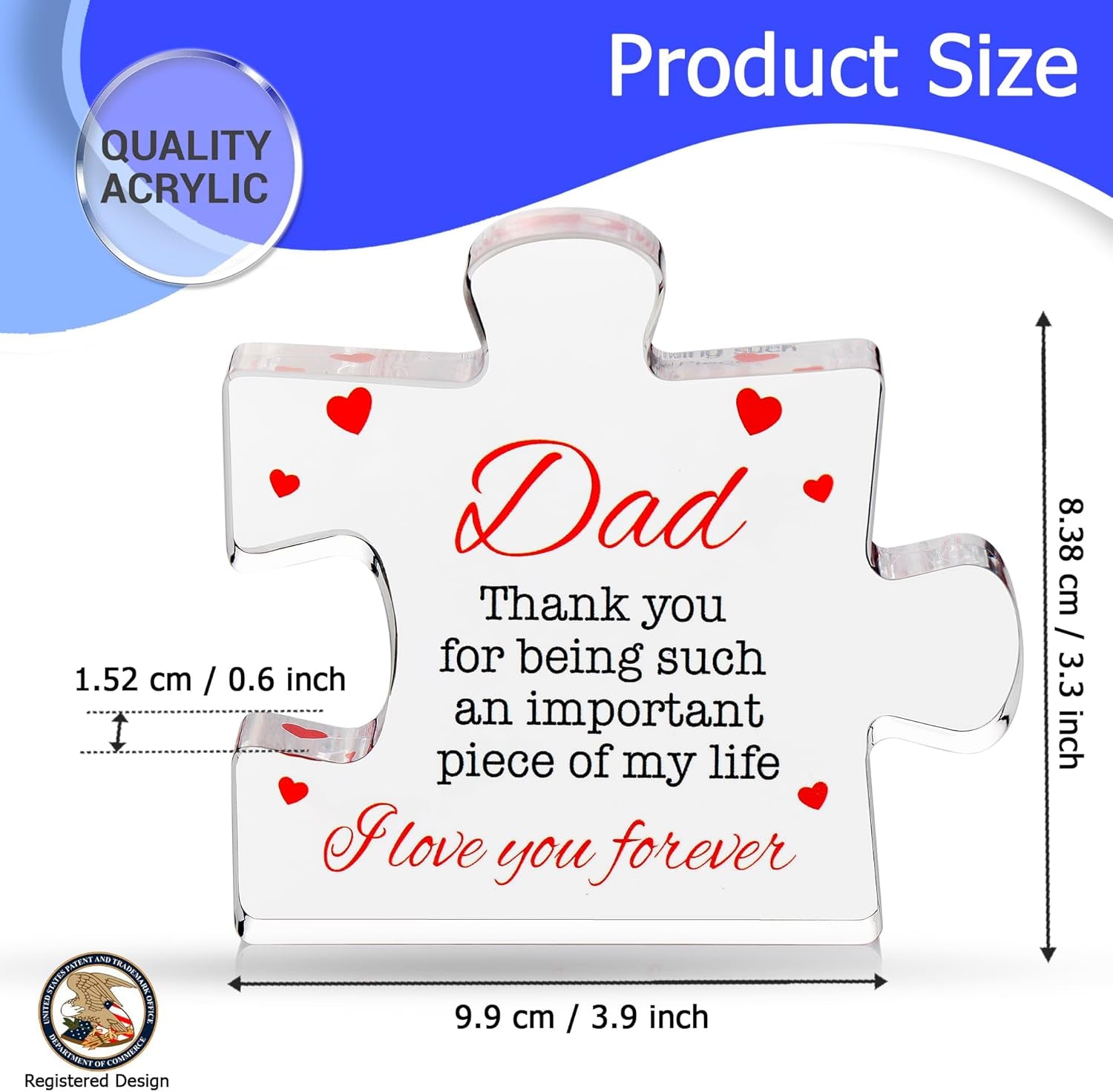 Acrylic Puzzle Paperweight Gift for Family – “I Love You” Appreciation Block, Romantic Gift for Husband, Wife, Boyfriend or Girlfriend – Birthday, Anniversary, Valentine’s Day
