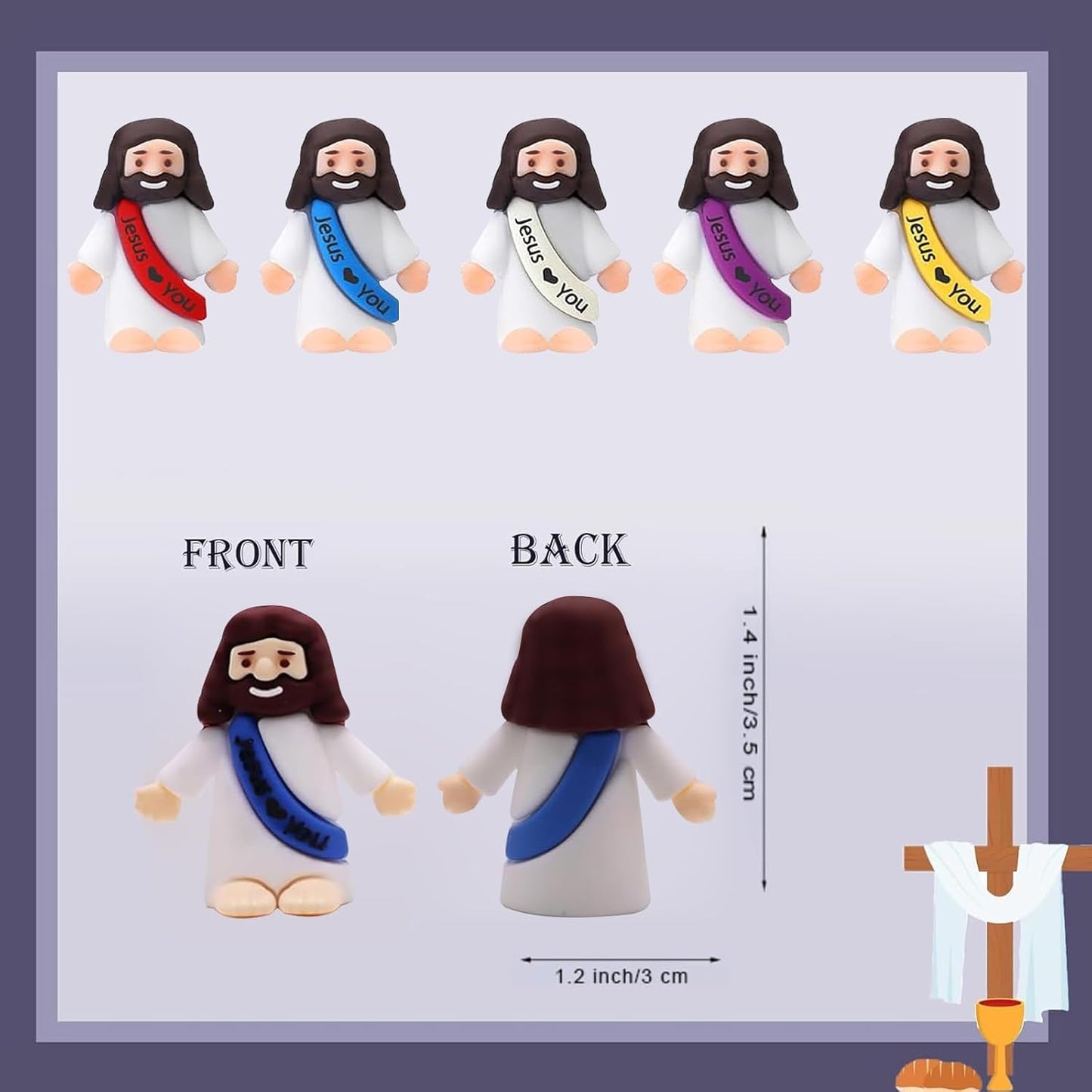 Mini Jesus Figurines Bulk – Multicolor Little Jesus Figures for Easter Egg Stuffers, Religious Hide and Seek Toys, Christian Party Favors