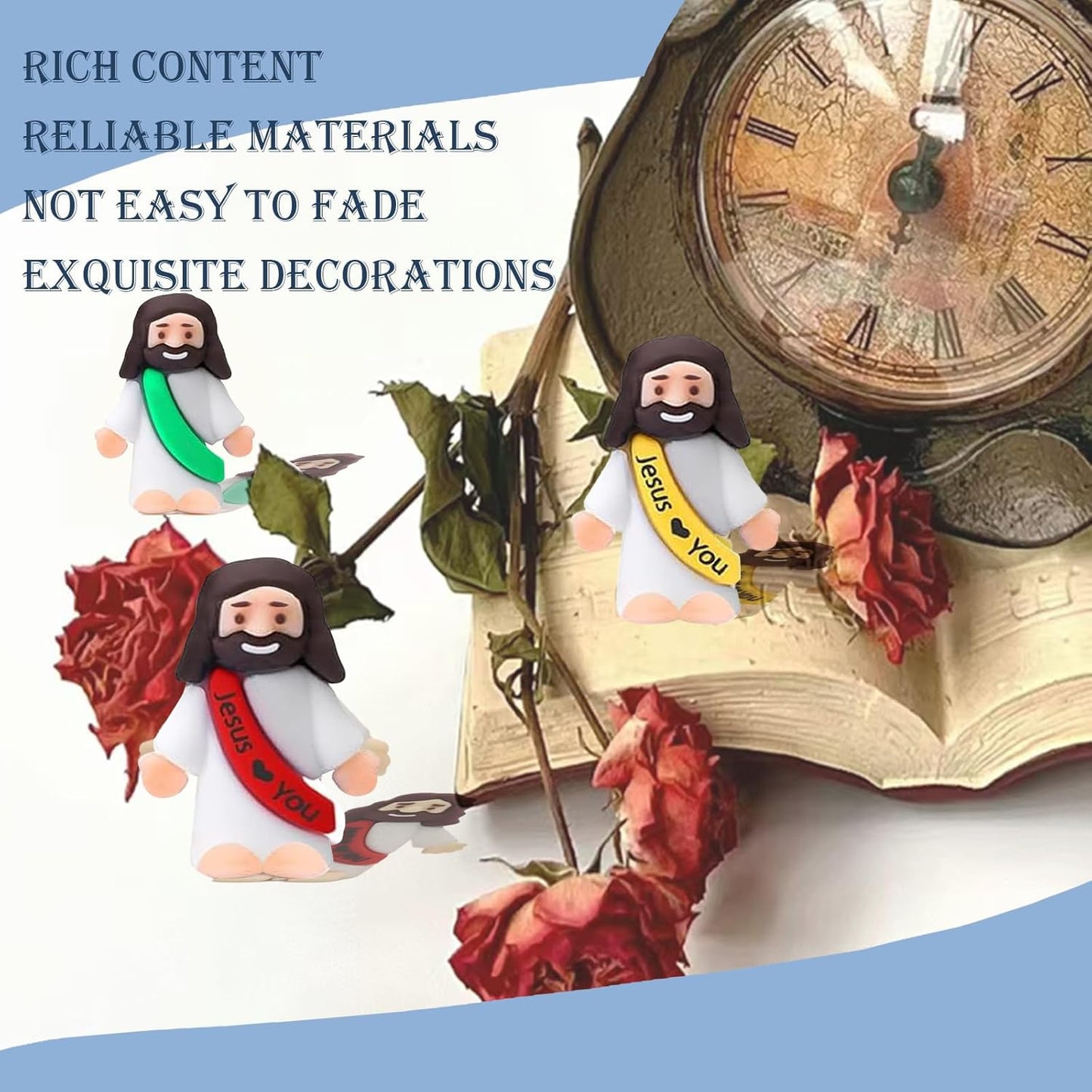 Mini Jesus Figurines Bulk – Multicolor Little Jesus Figures for Easter Egg Stuffers, Religious Hide and Seek Toys, Christian Party Favors