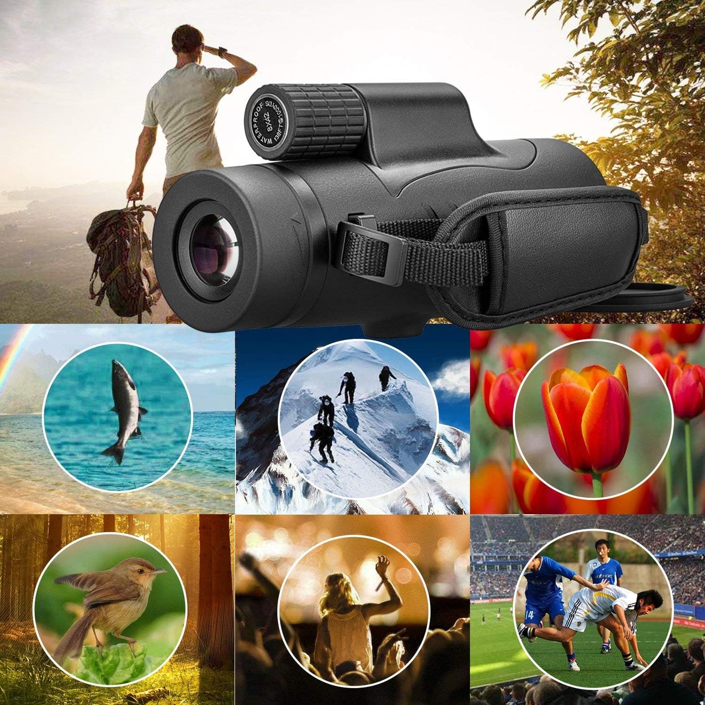 High Power 8x42 Monocular Telescope – Compact Waterproof, Fog proof & Shockproof Monocular Scope with Hand Strap for Bird Watching, Hunting, Camping, Hiking & Travel
