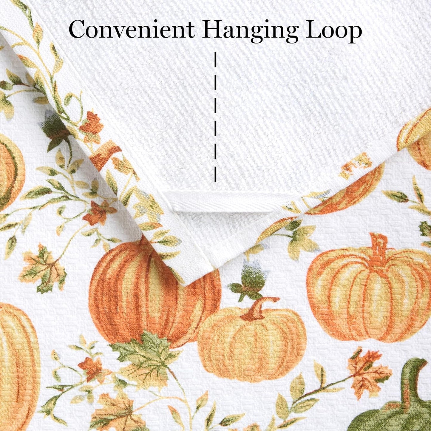 Autumn Harvest Pumpkin Kitchen Towels Set of 3 – 100% Cotton
