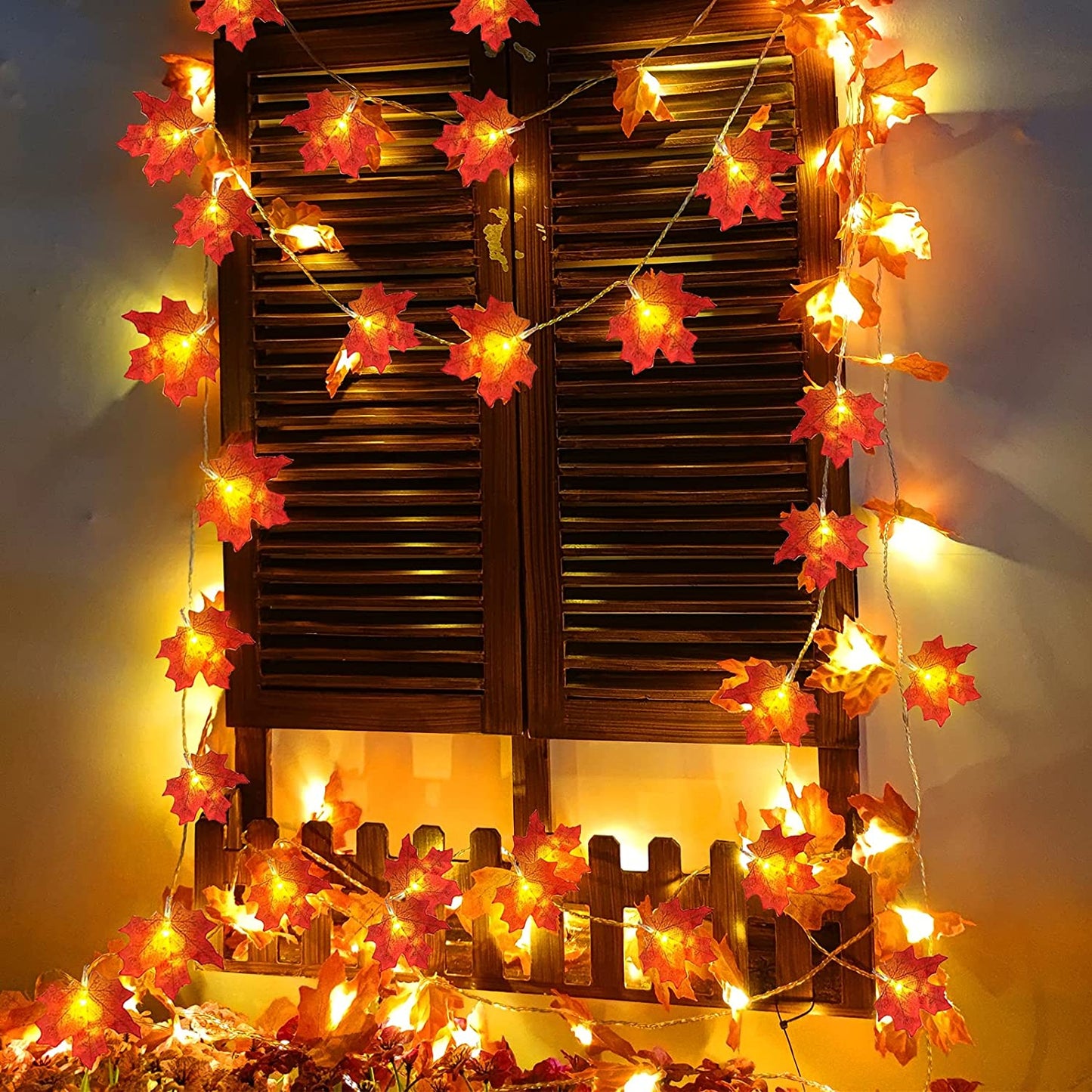 2-Pack Lighted Fall Maple Leaf Garland – 20FT Autumn Garland