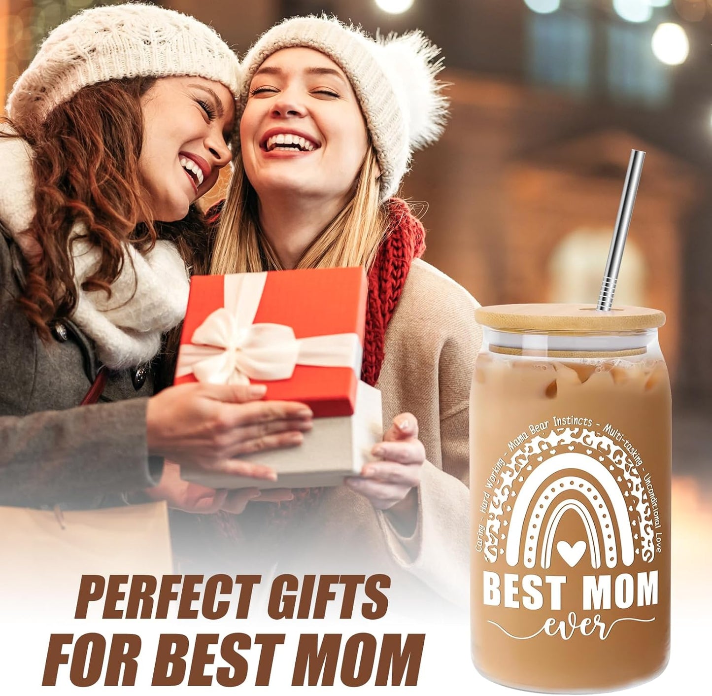 16oz Personalized Can Glass Cup for Mom – Mother’s Day Gifts from Daughter & Son | Cute Gift for Mama, Stepmom, Mother-in-Law & Wife | Birthday, Anniversary & Bonus Mom Present