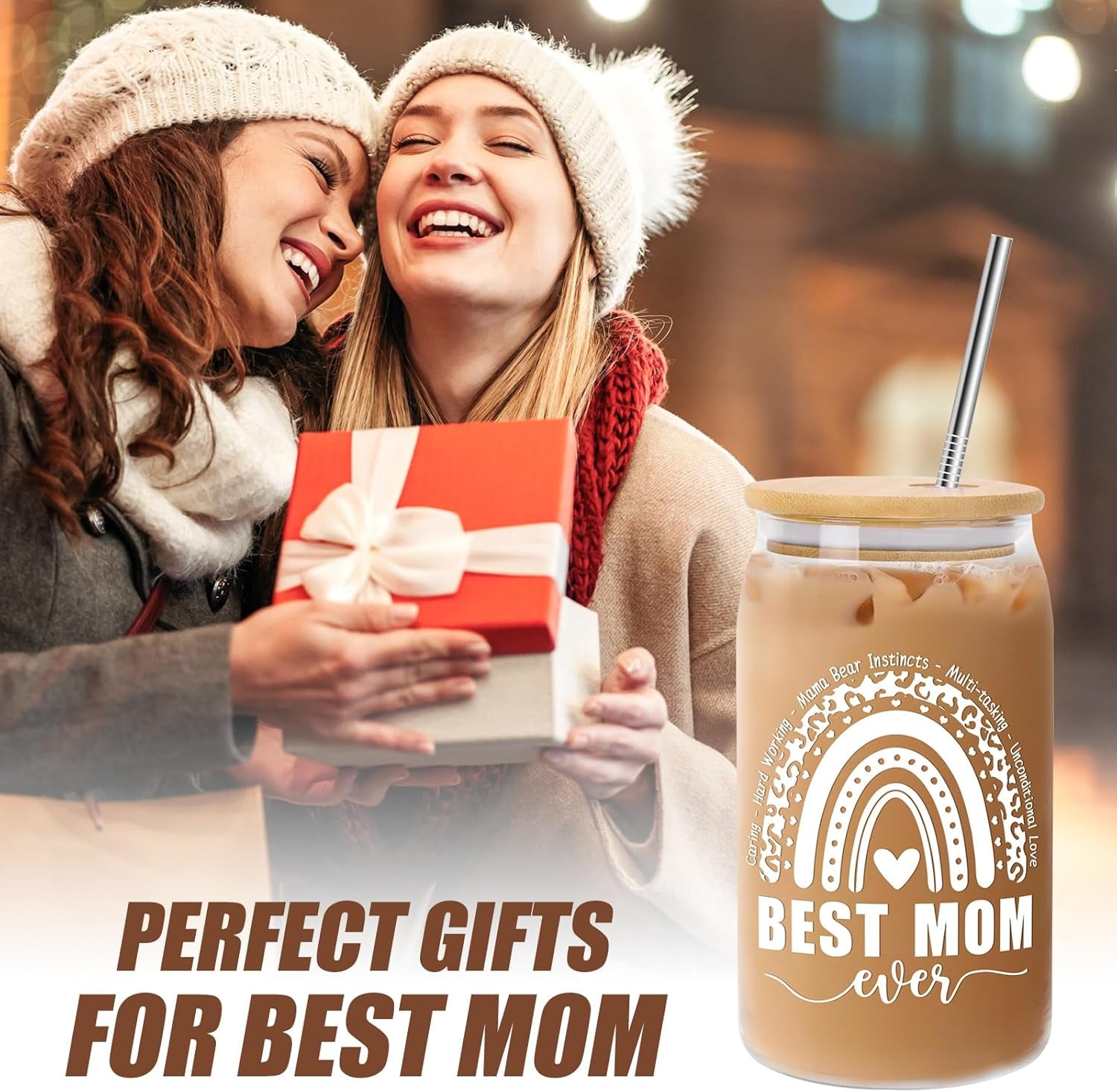 16oz Personalized Can Glass Cup for Mom – Mother’s Day Gifts from Daughter & Son | Cute Gift for Mama, Stepmom, Mother-in-Law & Wife | Birthday, Anniversary & Bonus Mom Present