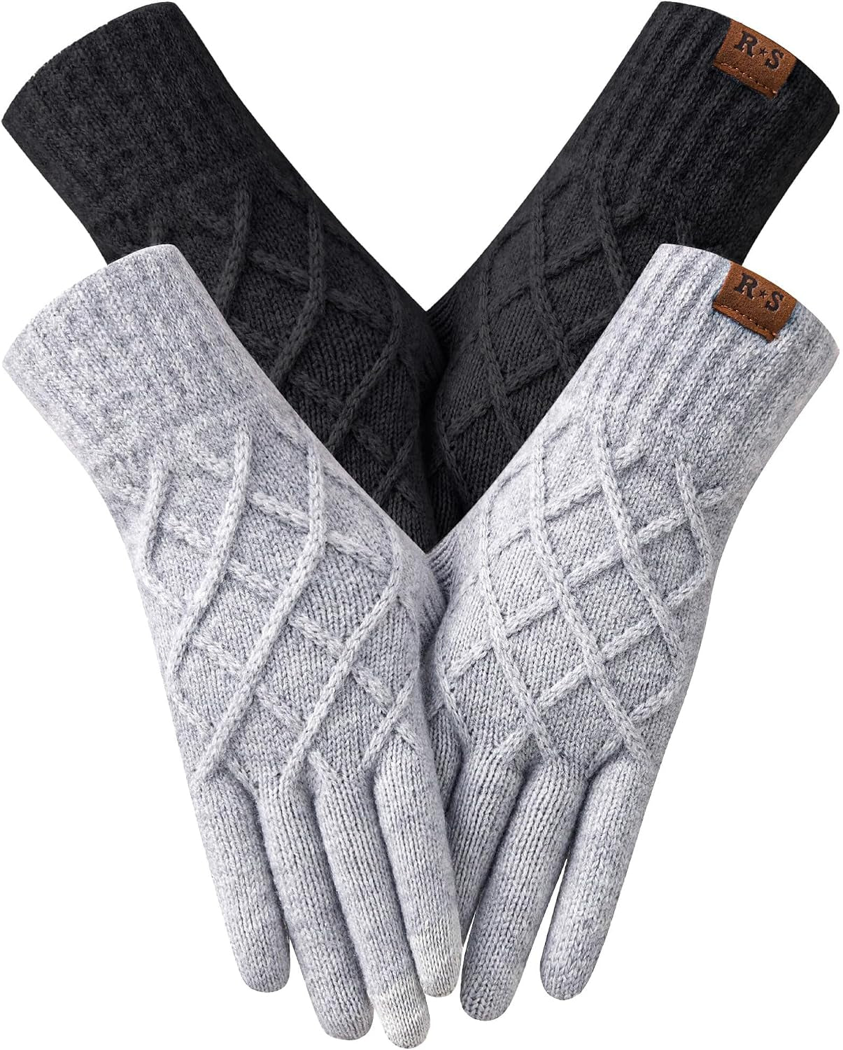 2-Pack Women's Winter Touchscreen Gloves – Thermal Knit Gloves with Warm Lining