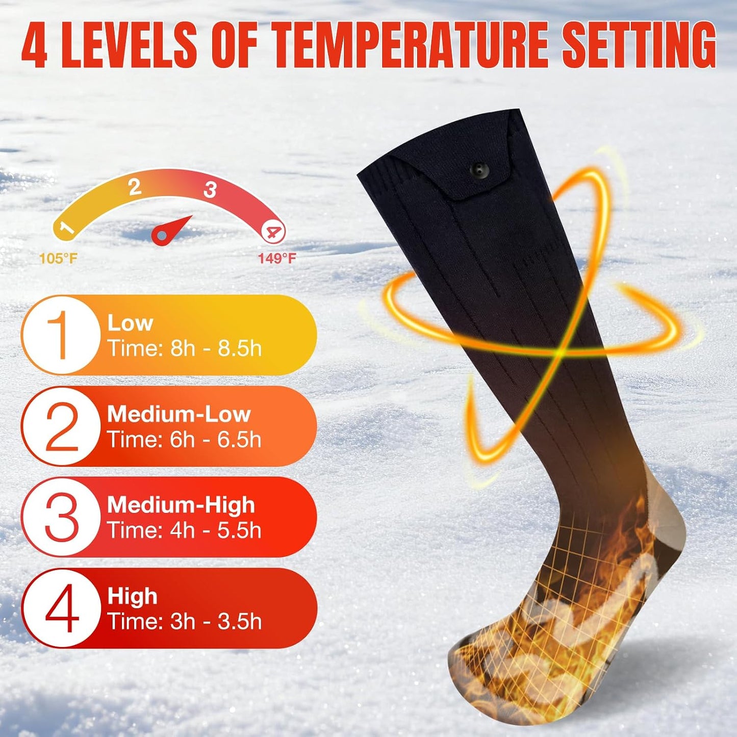 Rechargeable Electric Heated Socks – 5000mAh Battery Heated Winter Socks