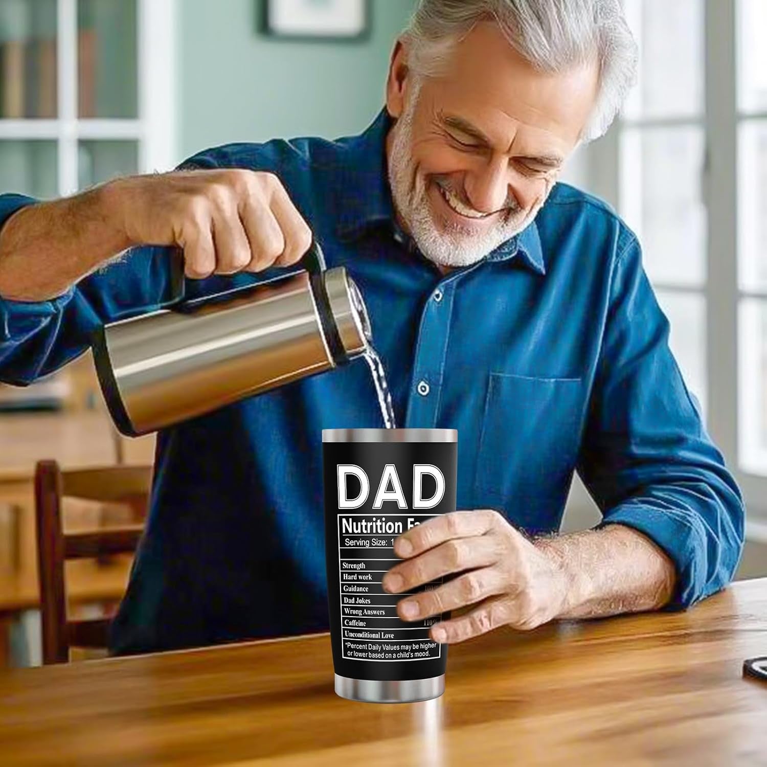 Father’s Day Gift for Dad – 20 oz Stainless Steel Tumbler with Lid & Straw, Leakproof Insulated Travel Mug for Work, Camping, Gym & Office