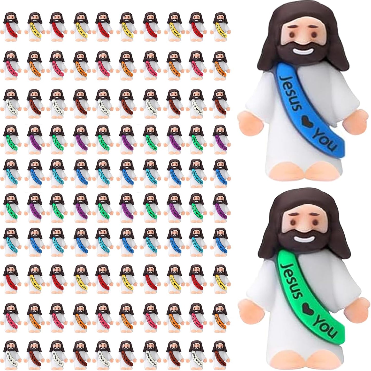 Mini Jesus Figurines Bulk – Multicolor Little Jesus Figures for Easter Egg Stuffers, Religious Hide and Seek Toys, Christian Party Favors
