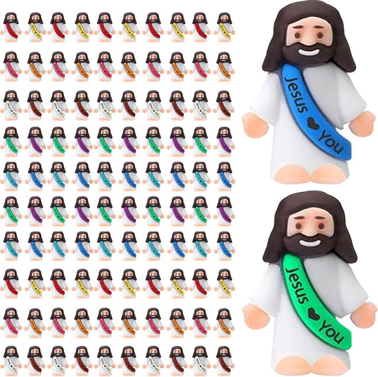 Mini Jesus Figurines Bulk – Multicolor Little Jesus Figures for Easter Egg Stuffers, Religious Hide and Seek Toys, Christian Party Favors