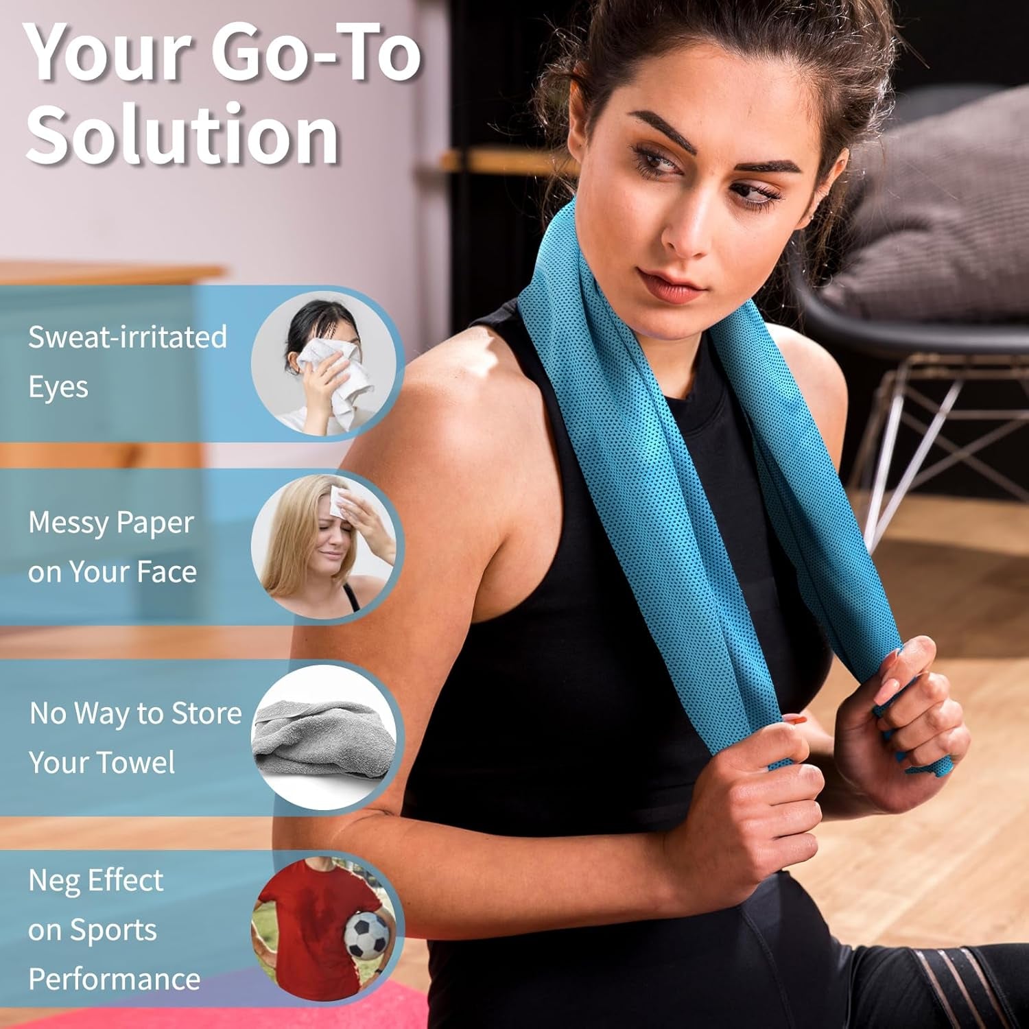 4-Pack Cooling Towels (40" x 12") – Instant Cooling Microfiber Towels