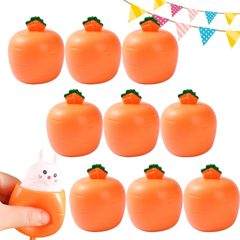 Easter Carrot Squeeze Toys – Bunny-Themed Stress Relief Fidget Toys, Easter Basket Stuffers for Kids & Adults