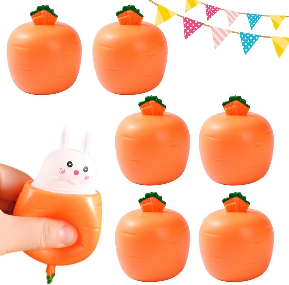 Easter Carrot Squeeze Toys – Bunny-Themed Stress Relief Fidget Toys, Easter Basket Stuffers for Kids & Adults