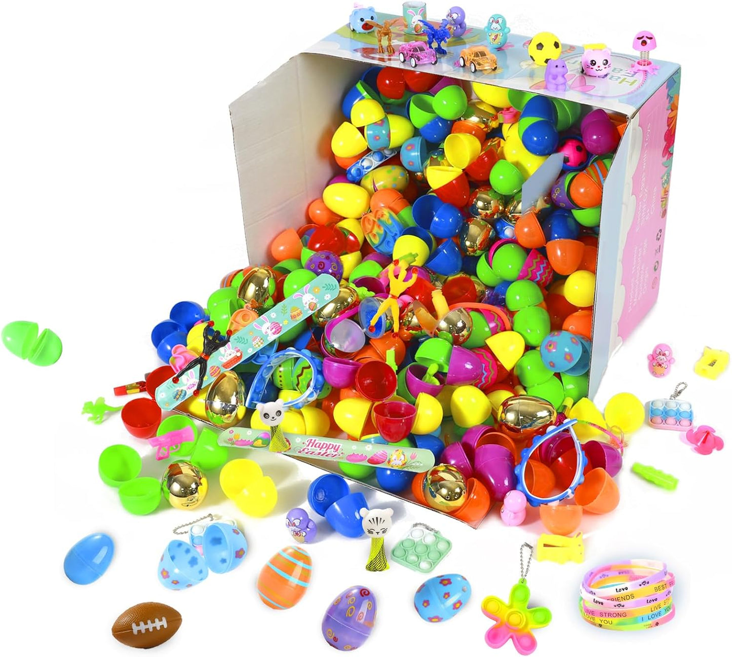 Prefilled Easter Eggs with Toys Inside – Bulk Surprise Eggs for Easter Egg Hunts, Easter Basket Stuffers, Classroom Prizes & Party Favors