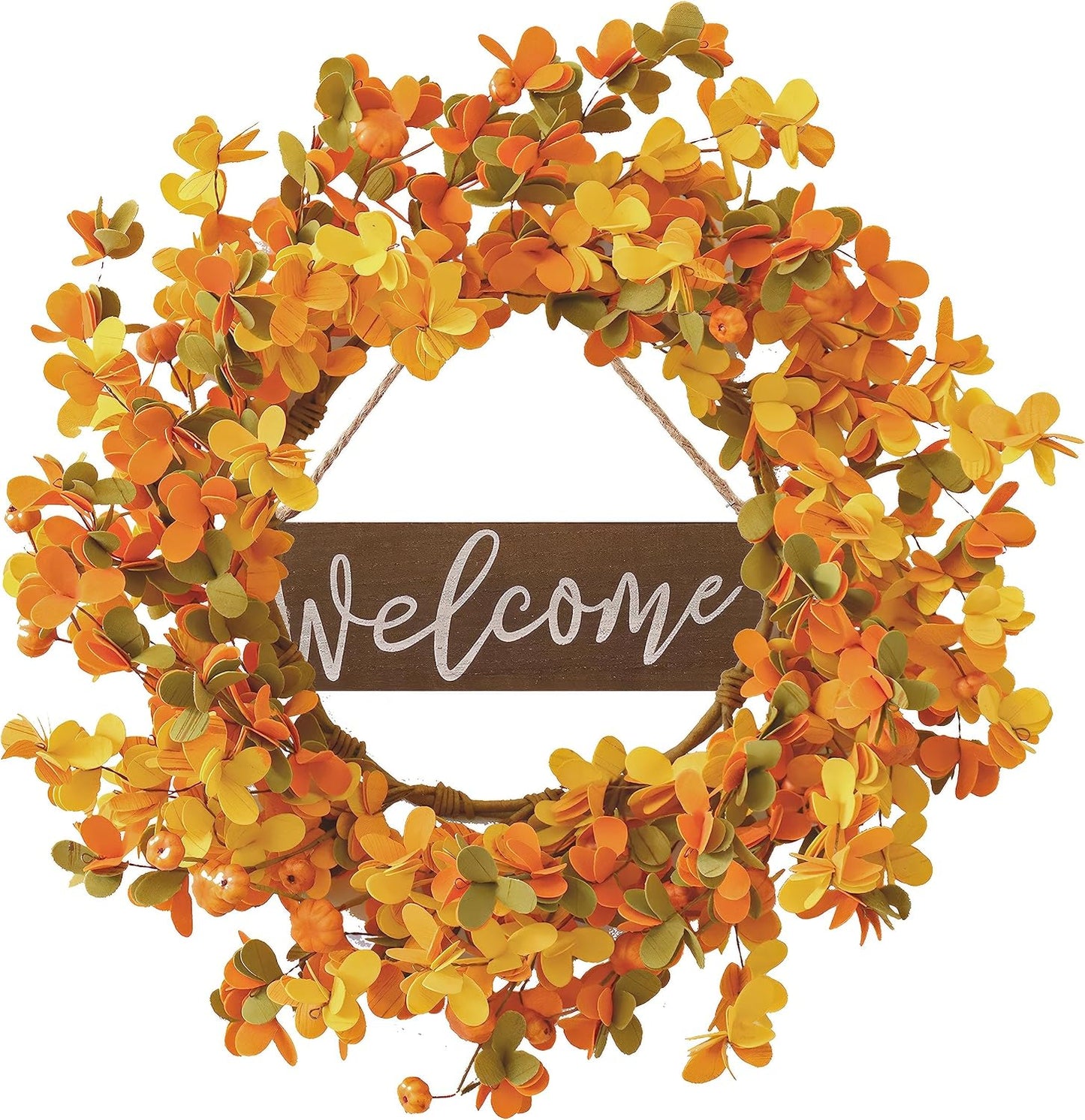20-Inch Fall Wreath for Front Door – Artificial Autumn Harvest Wreath