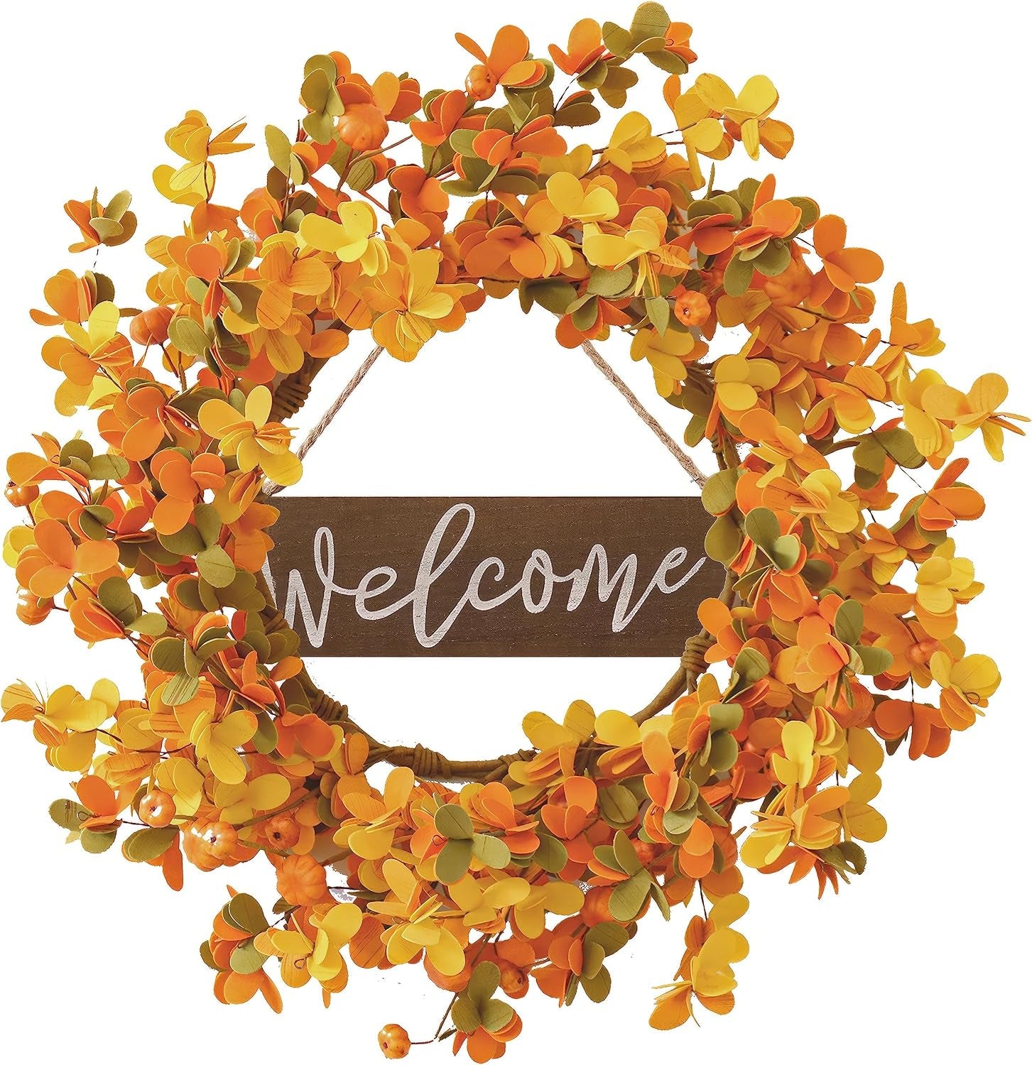 20-Inch Fall Wreath for Front Door – Artificial Autumn Harvest Wreath