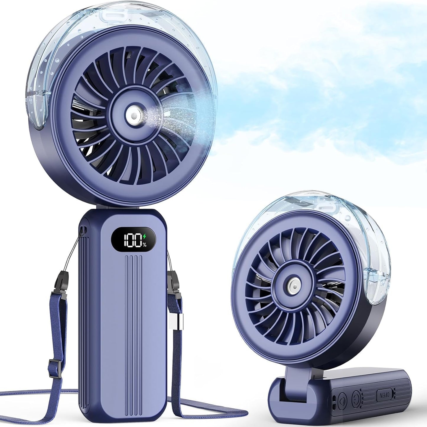 Portable Handheld Misting Fan – Rechargeable Personal Cooling Fan with Water Mist