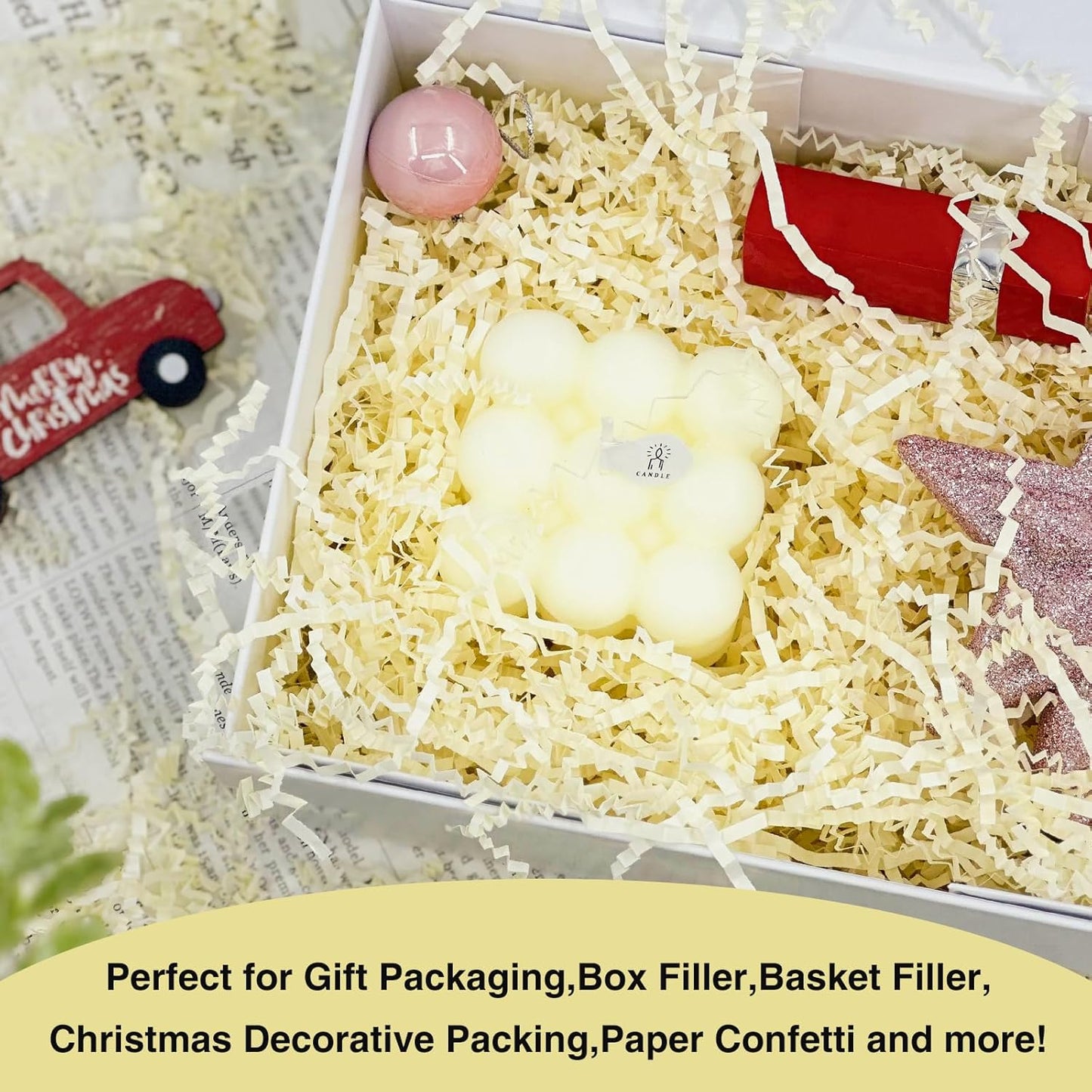 2LB Decorative Crinkle Paper Shred Filler – Gift Box, Bag & Basket Stuffing for Holidays & Special Occasions
