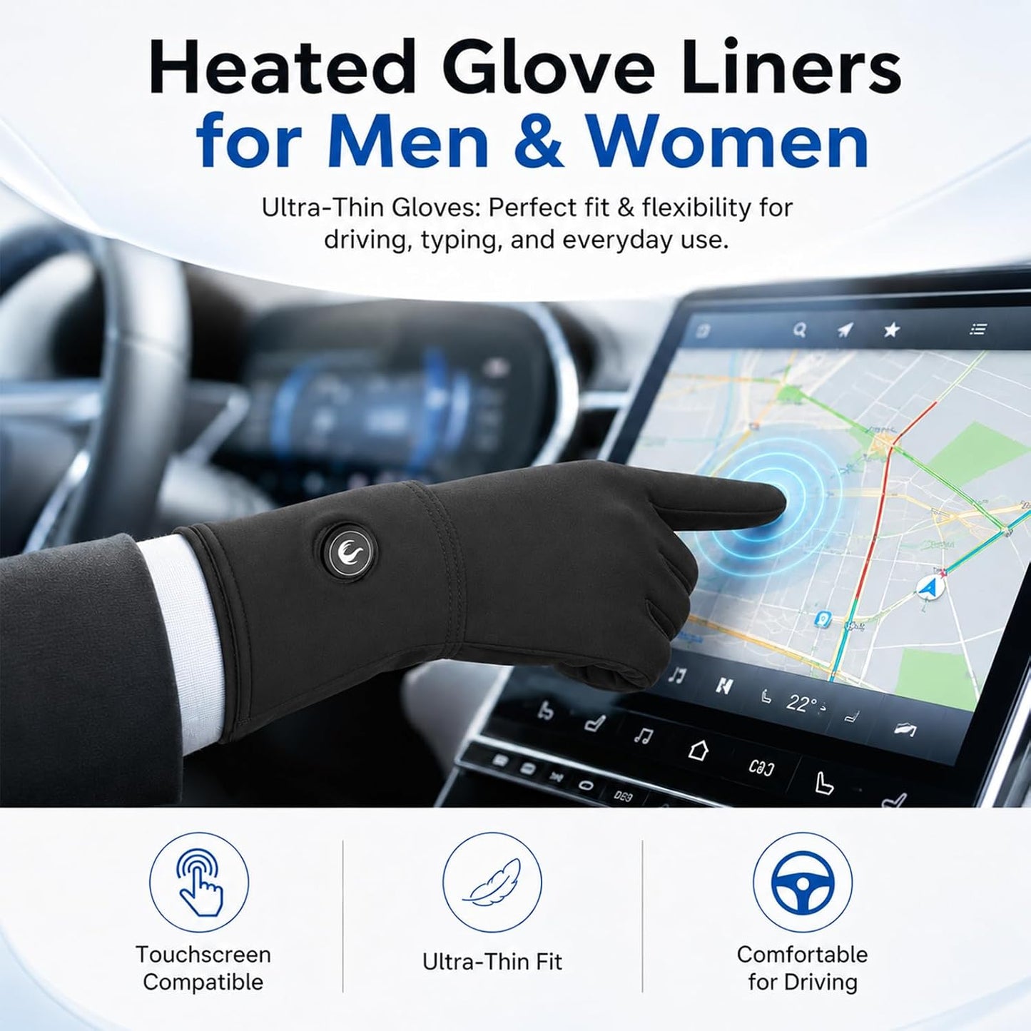 Rechargeable Heated Glove Liners – Battery-Powered Electric Touchscreen Gloves