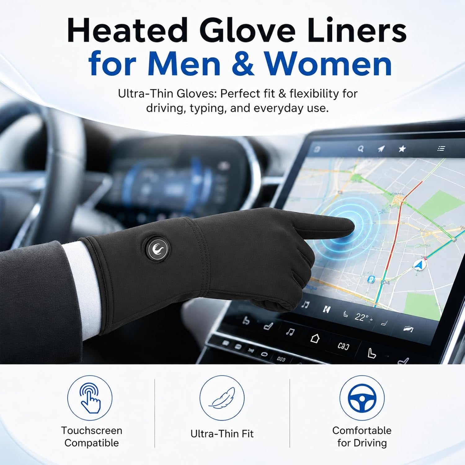 Rechargeable Heated Glove Liners – Battery-Powered Electric Touchscreen Gloves