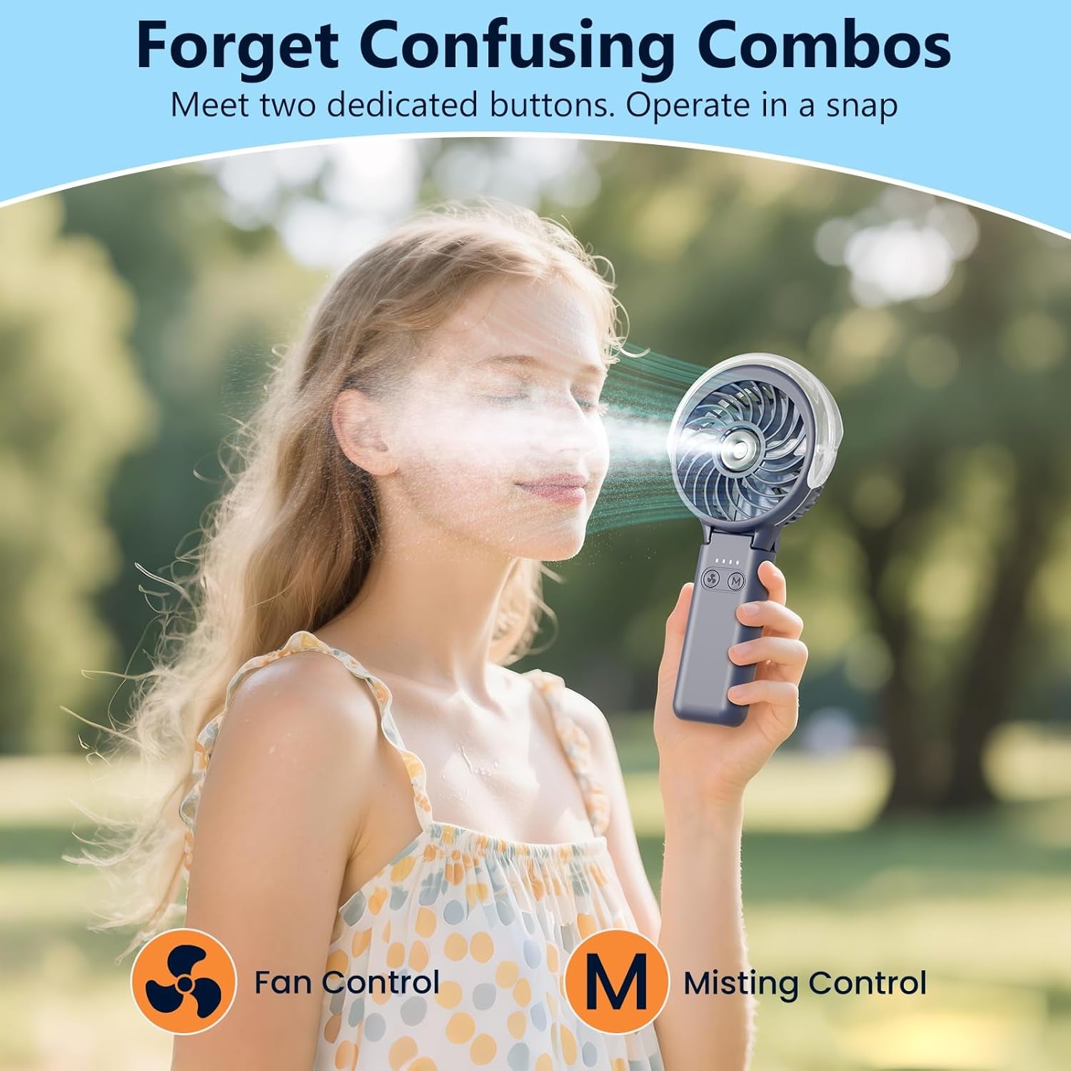 5200mAh Handheld Misting Fan – Portable Rechargeable Cooling Fan with Water Mist Spray