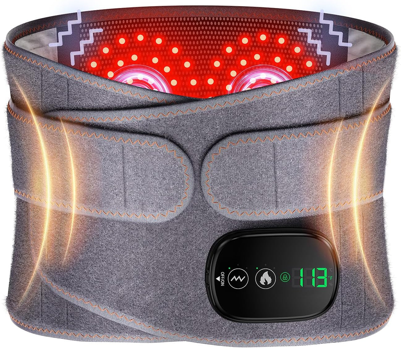 Cordless Heating Pad for Back & Waist – Rechargeable Heating Belt with Heat & Vibration