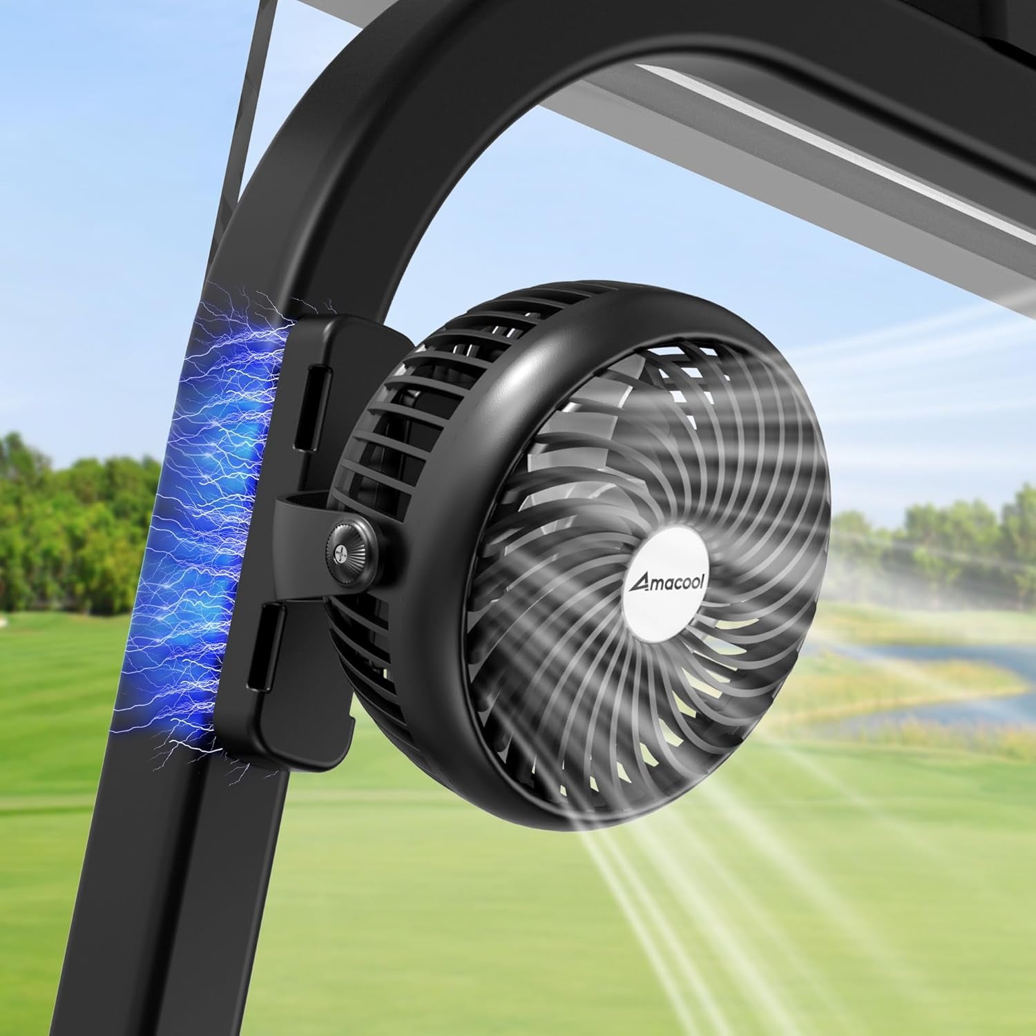 Magnetic Golf Cart Fan – 5000mAh Rechargeable Portable Cooling Fan with Strong Magnet Mount, Compact Travel Fan for Golf Cart, BBQ, Work and Outdoor Use