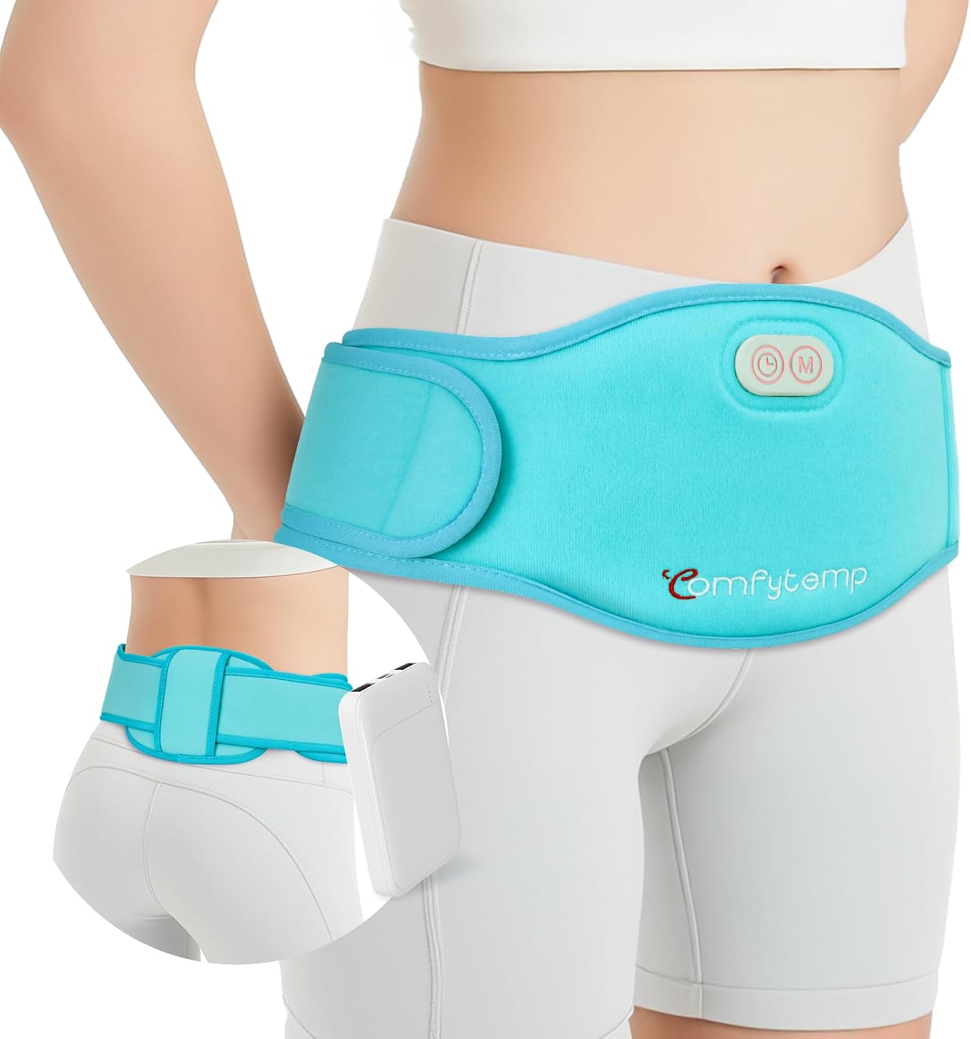 Cordless Wearable Heating Pad for Belly & Back – Dual-Zone Rechargeable Heating Belt