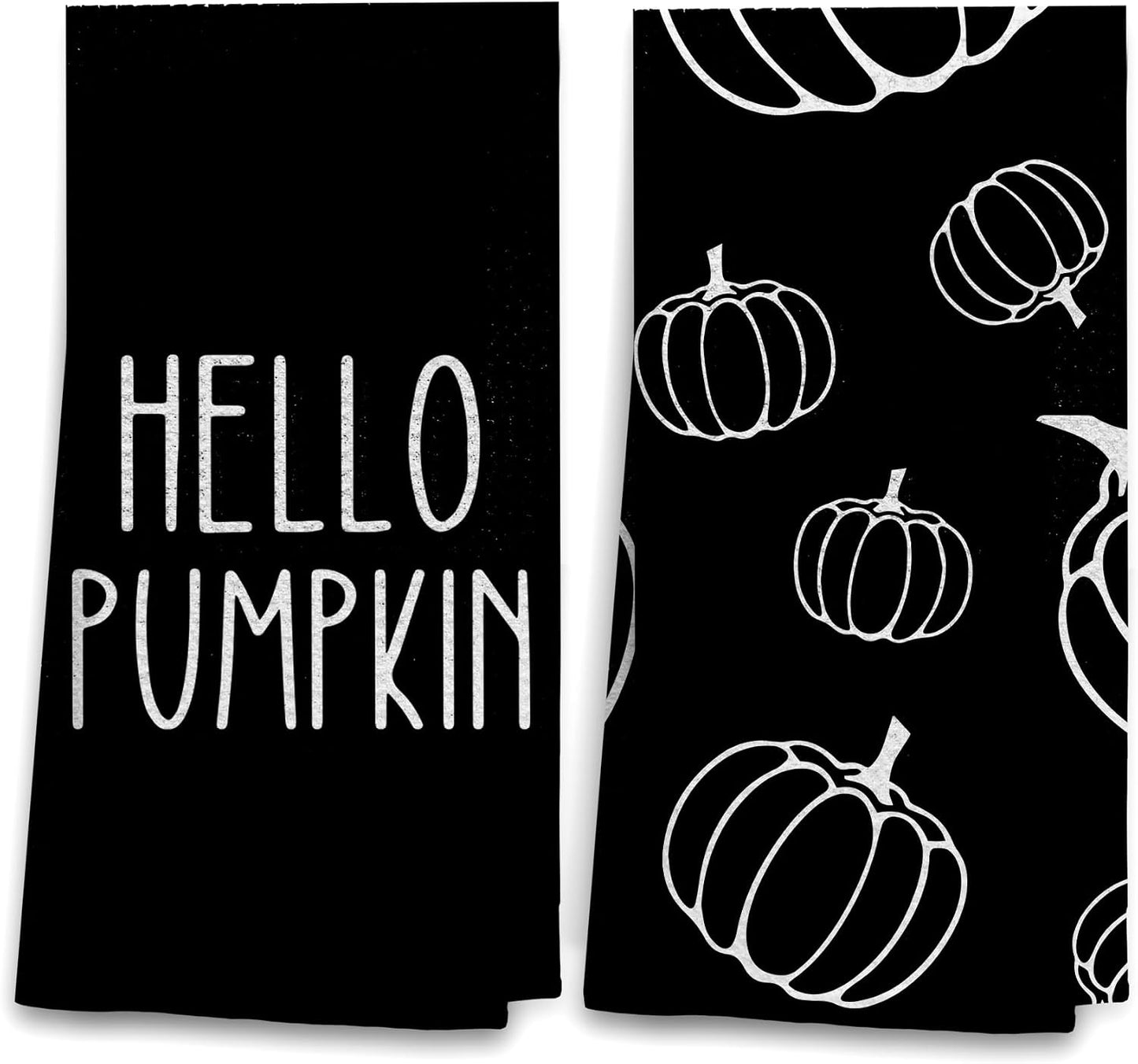 Fall Kitchen Towels Set of 2 – Autumn Pumpkin Hand & Dish Towels