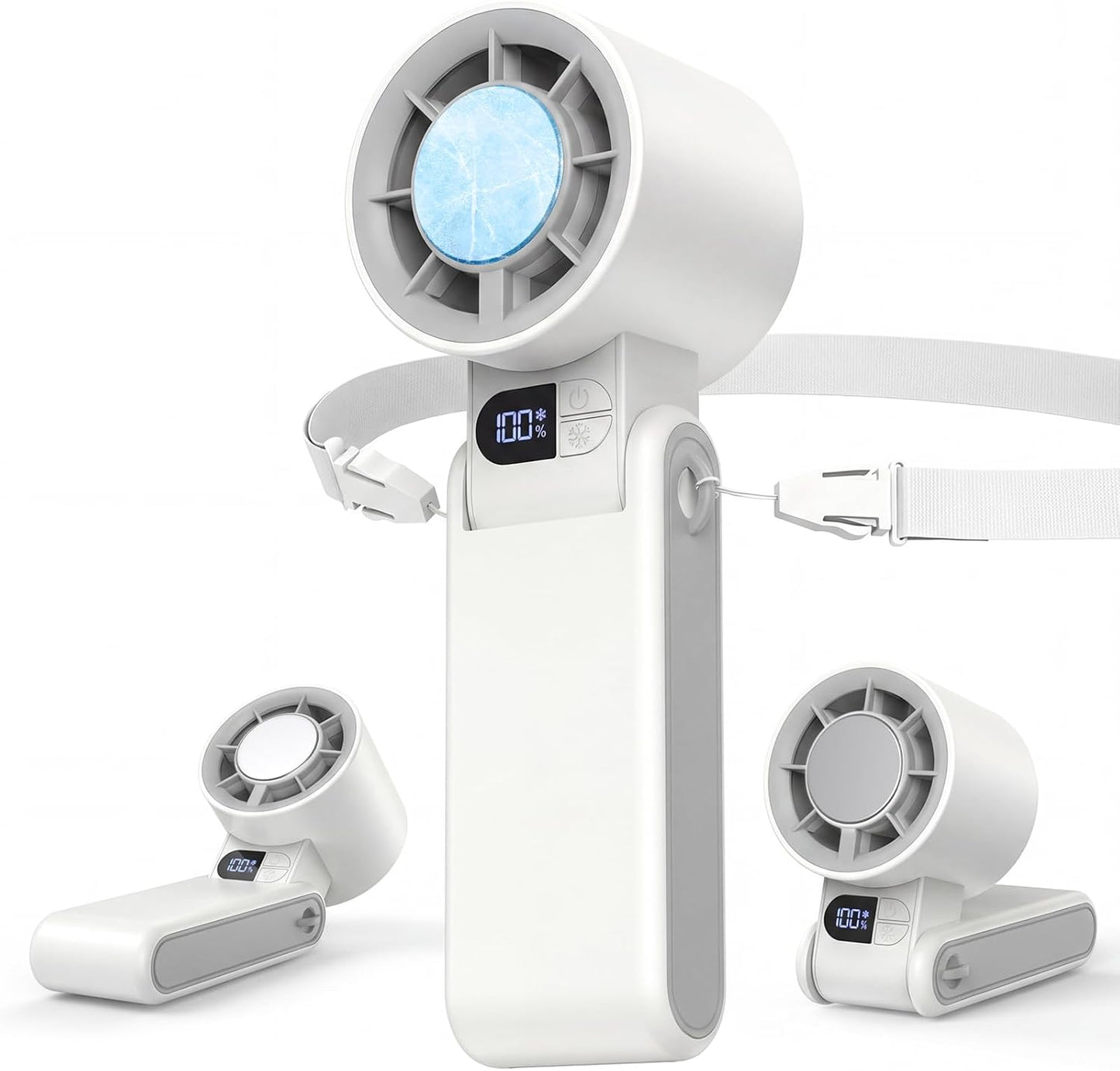 Portable Handheld Cooling Fan with Ice Plate – 5000mAh Rechargeable Personal Fan, Instant Cooling