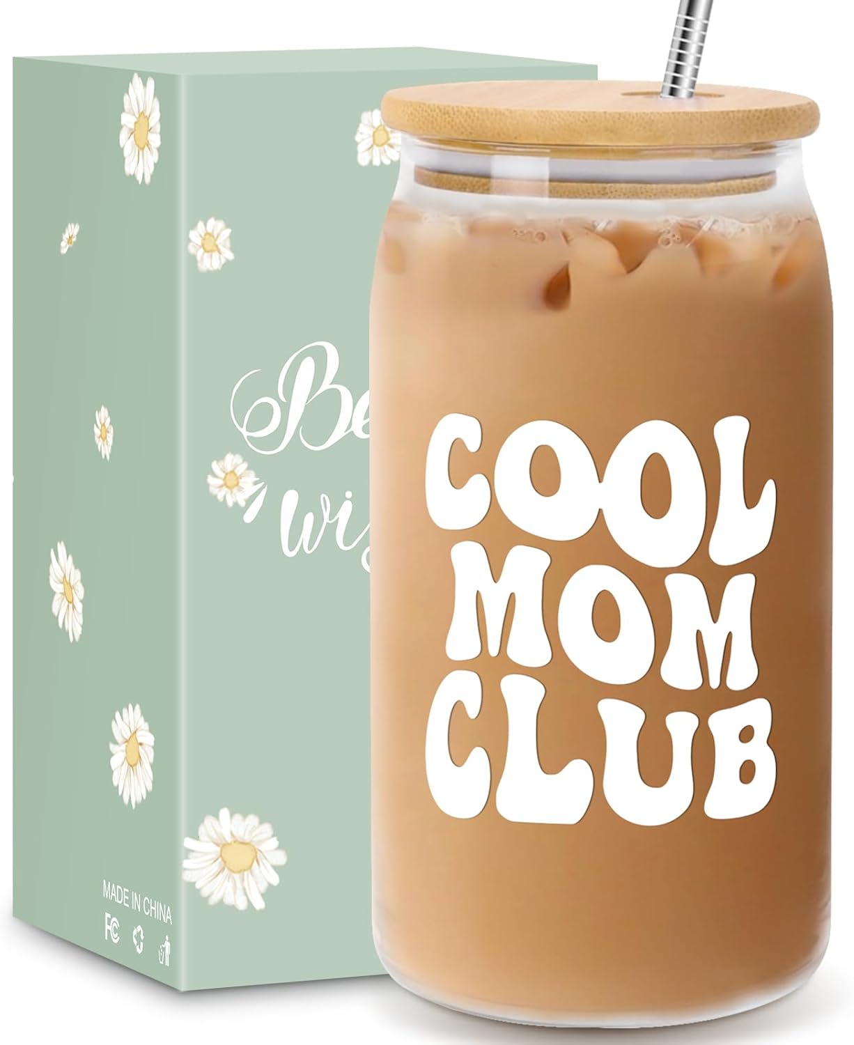16oz Personalized Can Glass Cup for Mom – Mother’s Day Gifts from Daughter & Son | Cute Gift for Mama, Stepmom, Mother-in-Law & Wife | Birthday, Anniversary & Bonus Mom Present