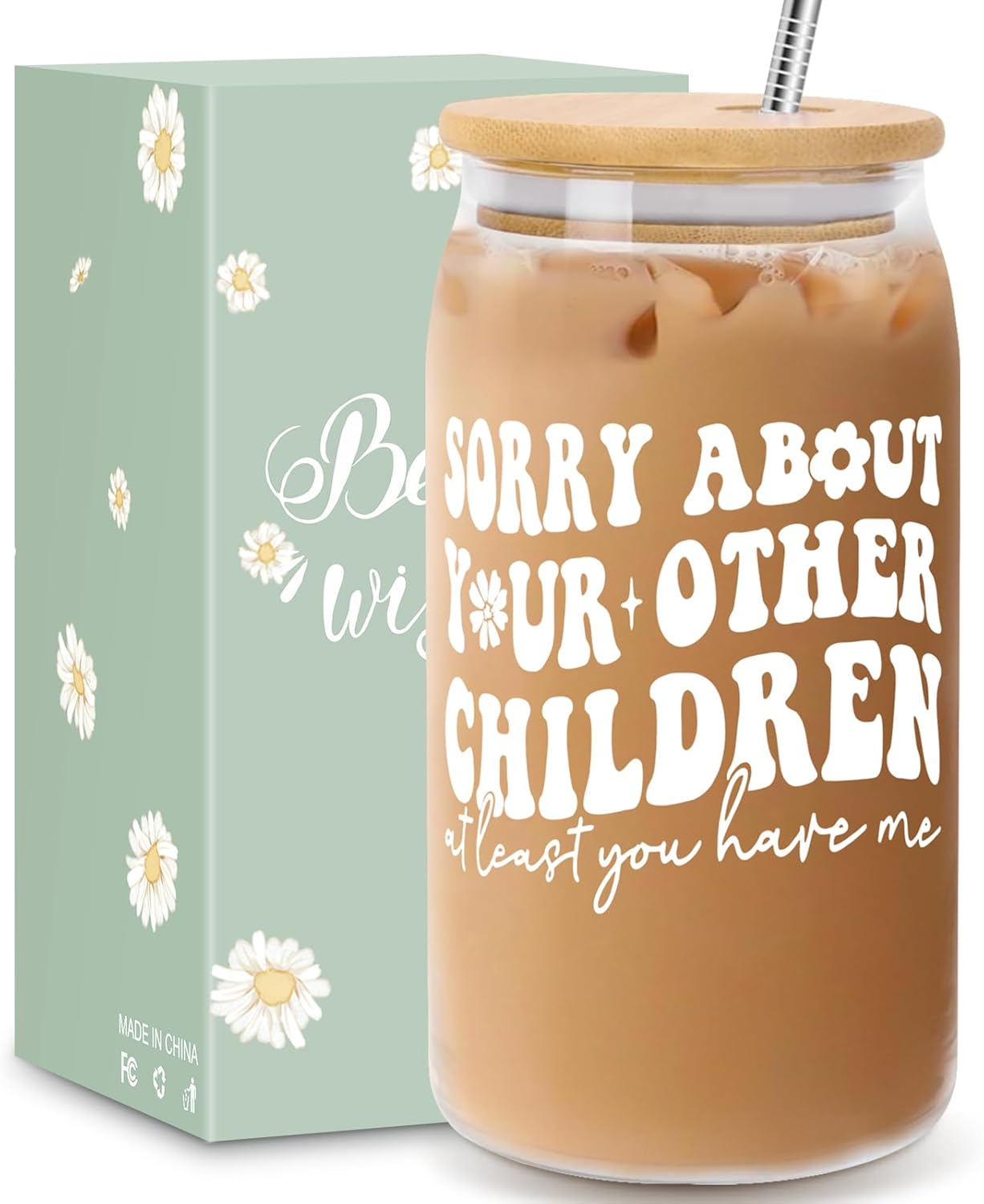 16oz Personalized Can Glass Cup for Mom – Mother’s Day Gifts from Daughter & Son | Cute Gift for Mama, Stepmom, Mother-in-Law & Wife | Birthday, Anniversary & Bonus Mom Present