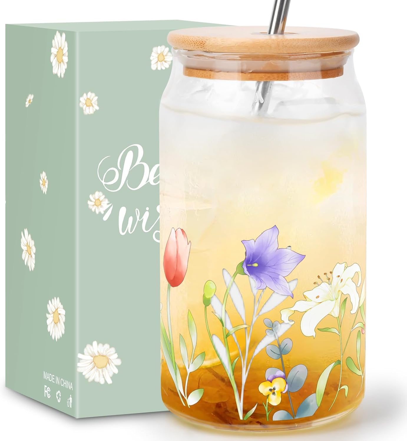 16oz Personalized Can Glass Cup for Mom – Mother’s Day Gifts from Daughter & Son | Cute Gift for Mama, Stepmom, Mother-in-Law & Wife | Birthday, Anniversary & Bonus Mom Present